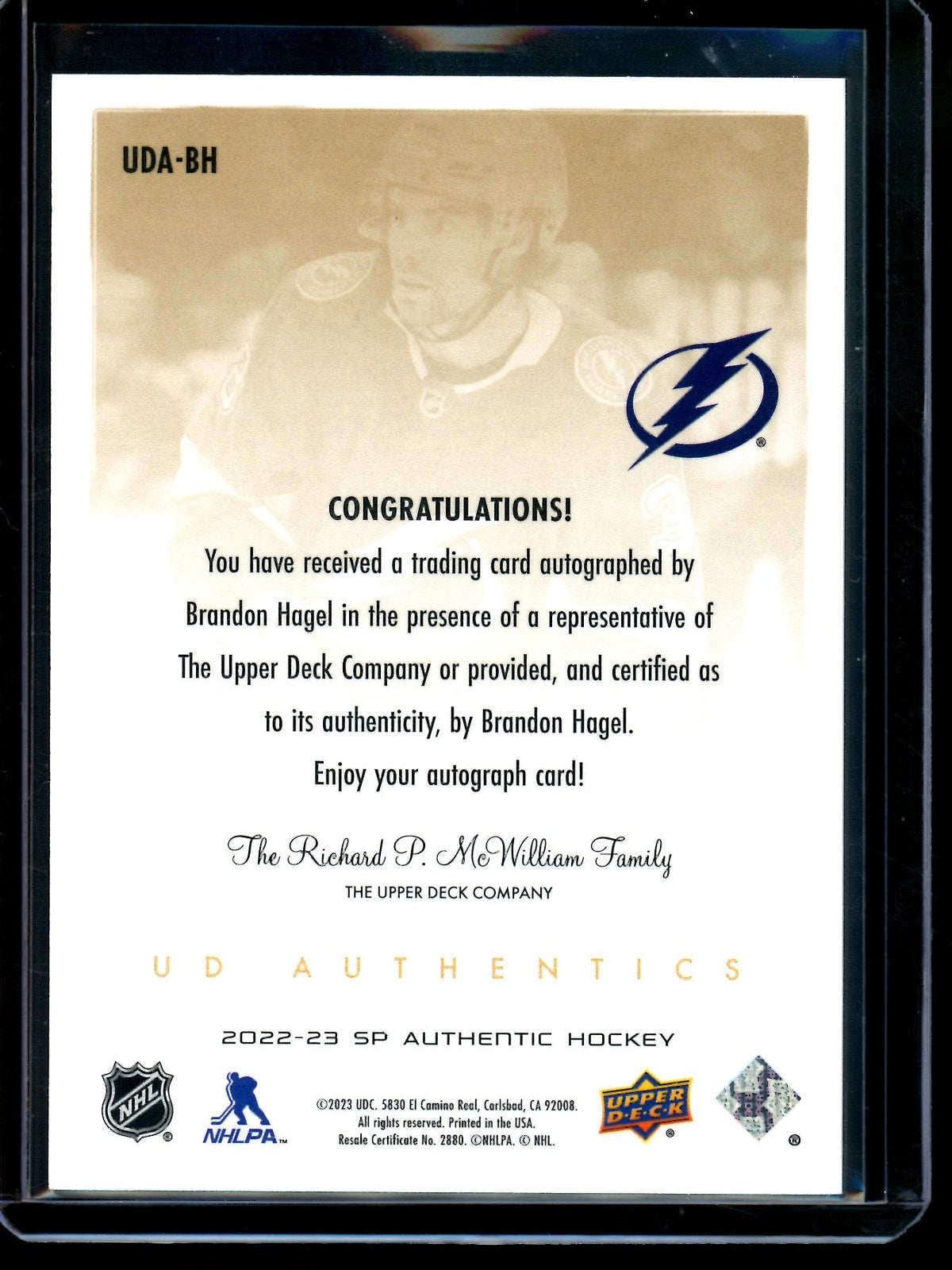 2023 Upper Deck SP Authentic Brandon Hagel Autograph Lightning - Trading Card Market