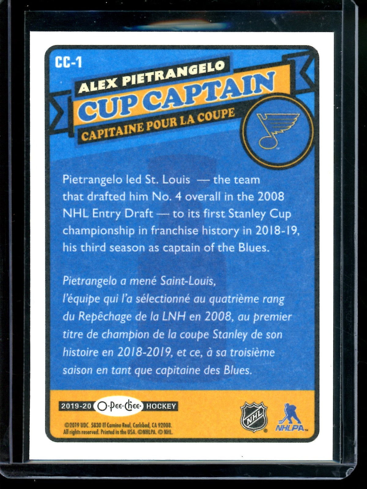2019 O-Pee-Chee Alex Pietrangelo Cup Captain SSP Blues - Trading Card Market