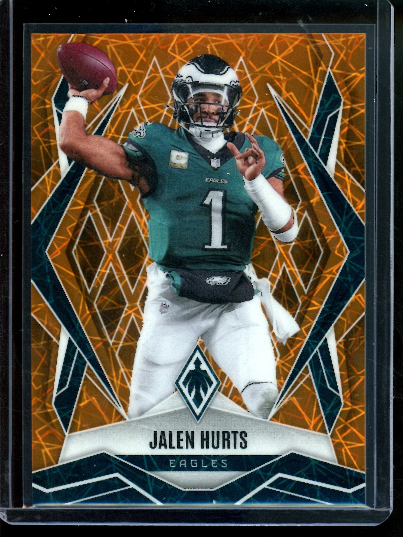 2025 Panini Phoenix Jalen Hurts Orange Lazer 35 Eagles – Trading