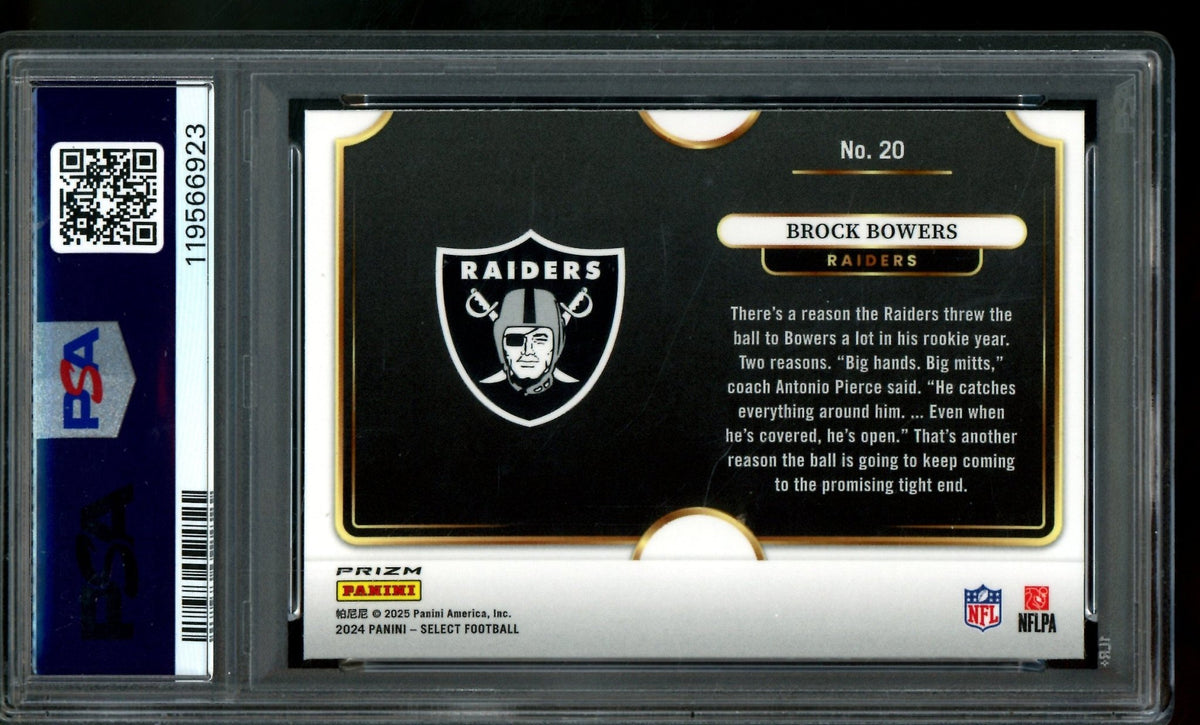 2024 Panini Select Brock Bowers Snapshots-Prizm Rookie PSA 10 Raiders - Trading Card Market