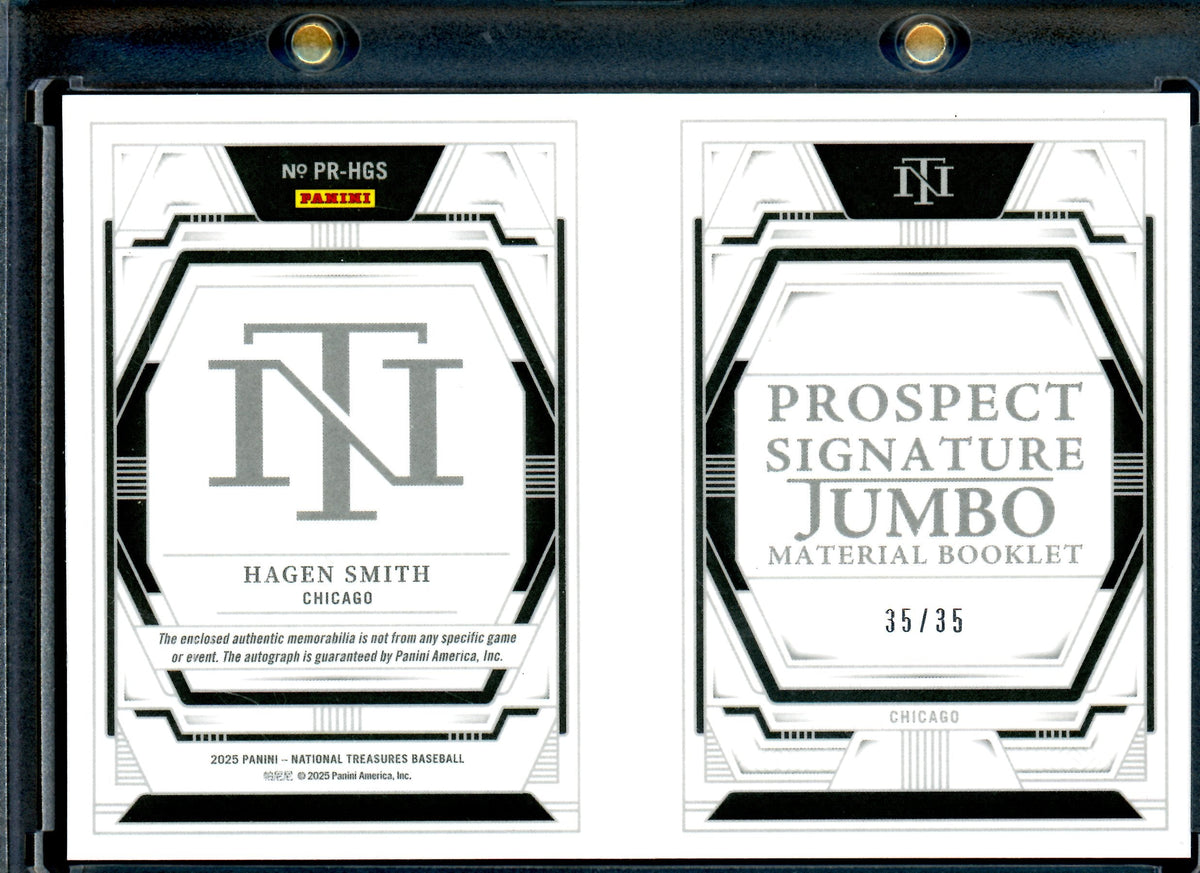 2025 Panini National Treasures Hagen Smith Jumbo Material Autograph Booklet /35 White Sox