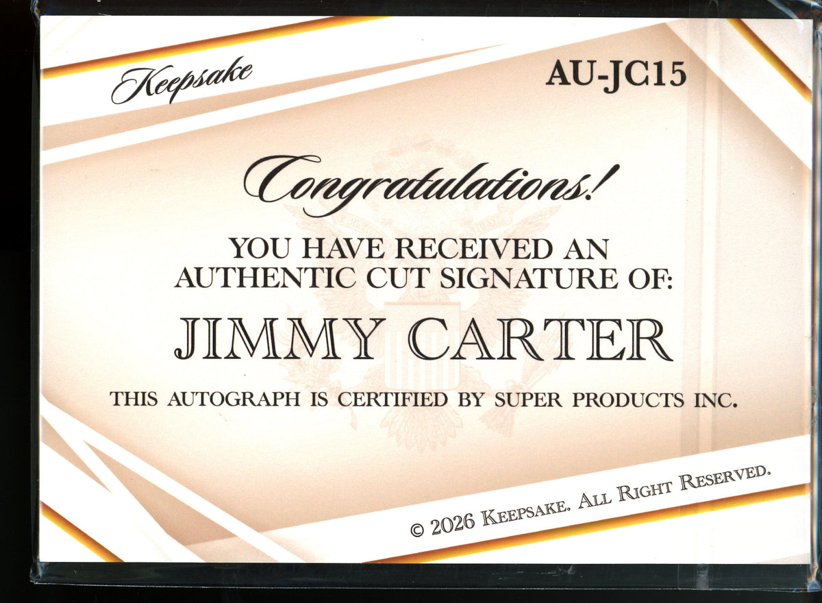 2026 Keepsake Jimmy Carter 7x5" Autograph 1/1