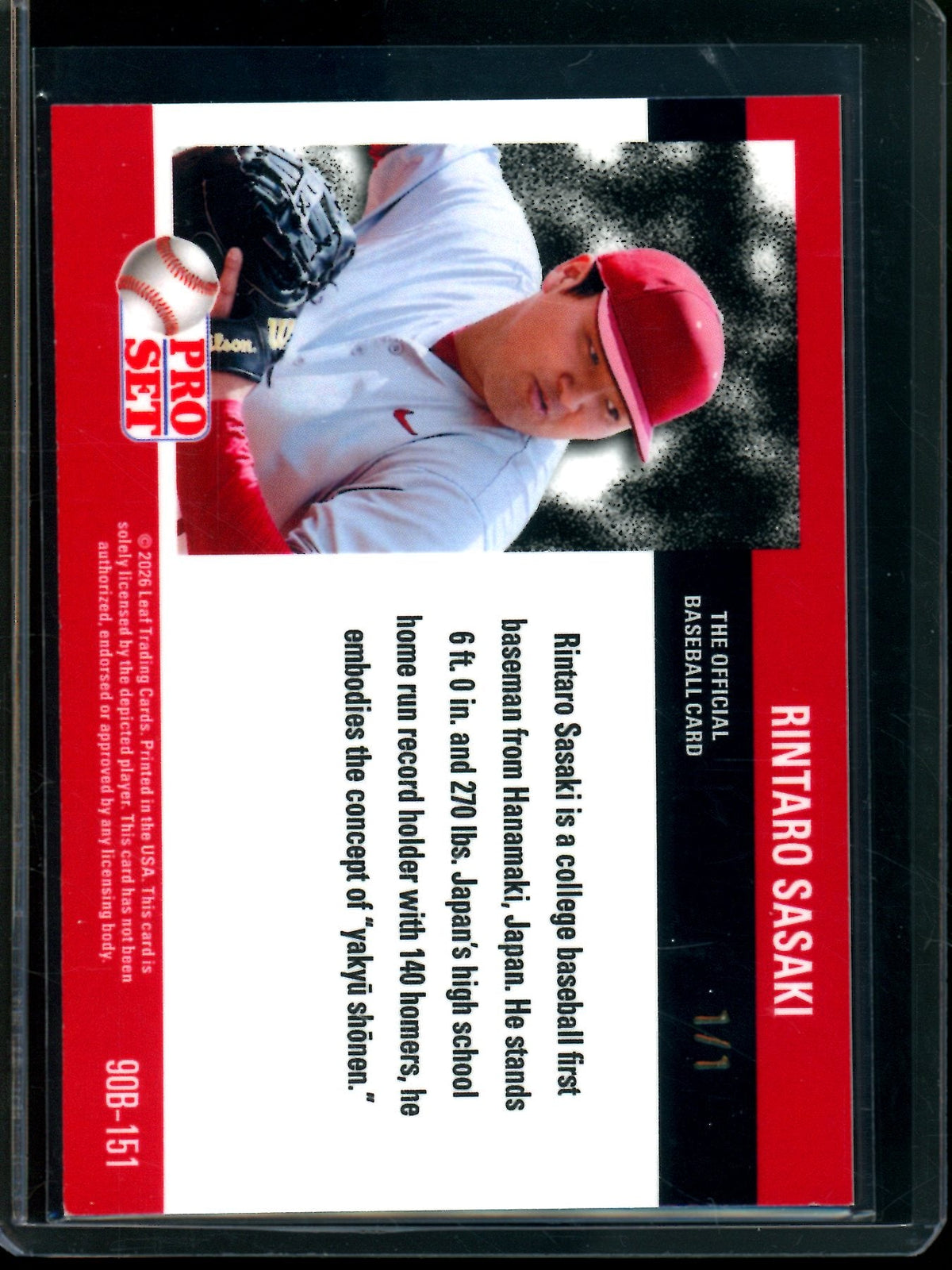 2026 Leaf Pro Set Rintaro Sasaki Gold Refractor 1/1
