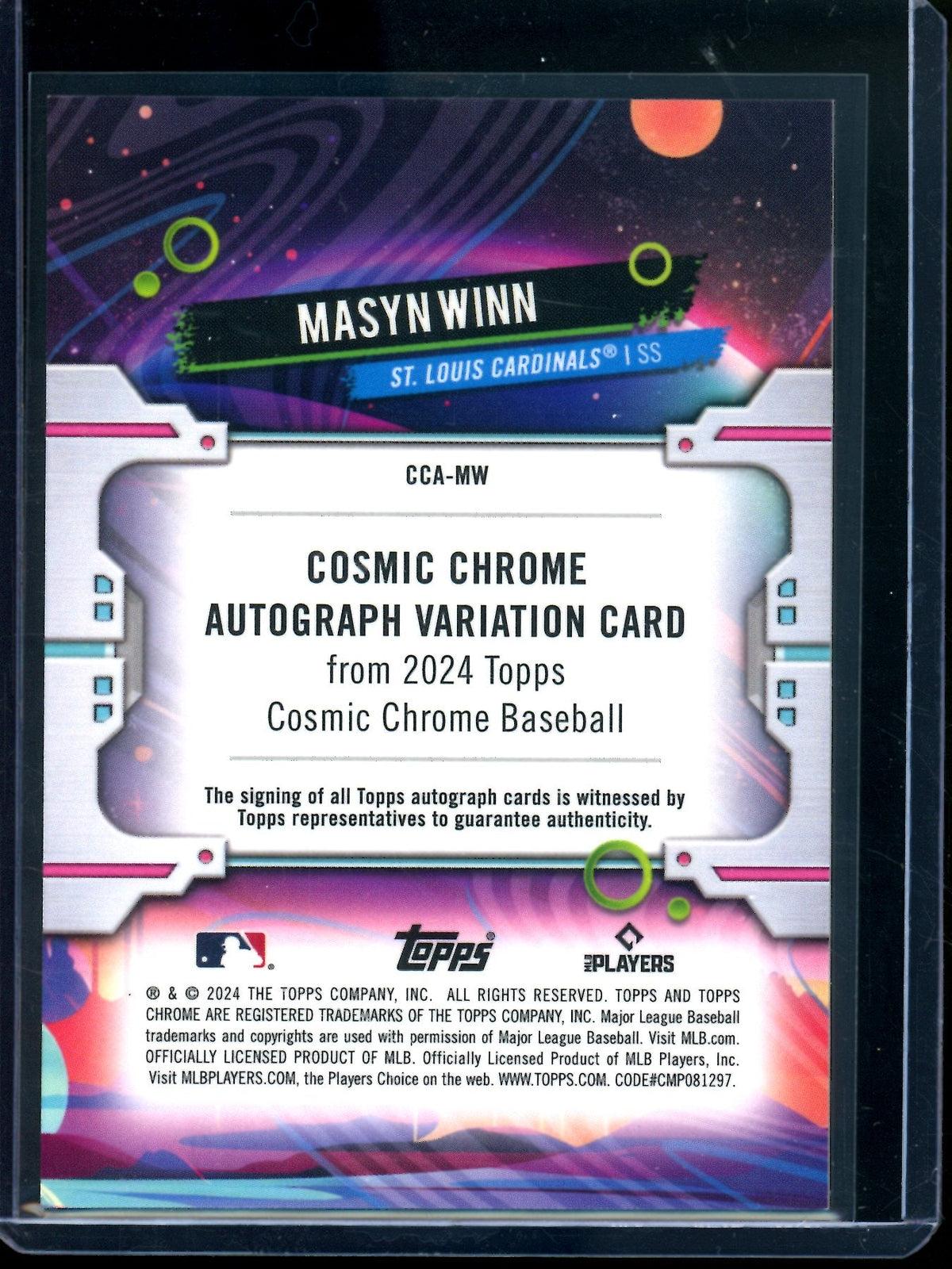 2024 Topps Cosmic Chrome Masyn Winn Orange Raywave Rookie Autograph /25 Cardinals
