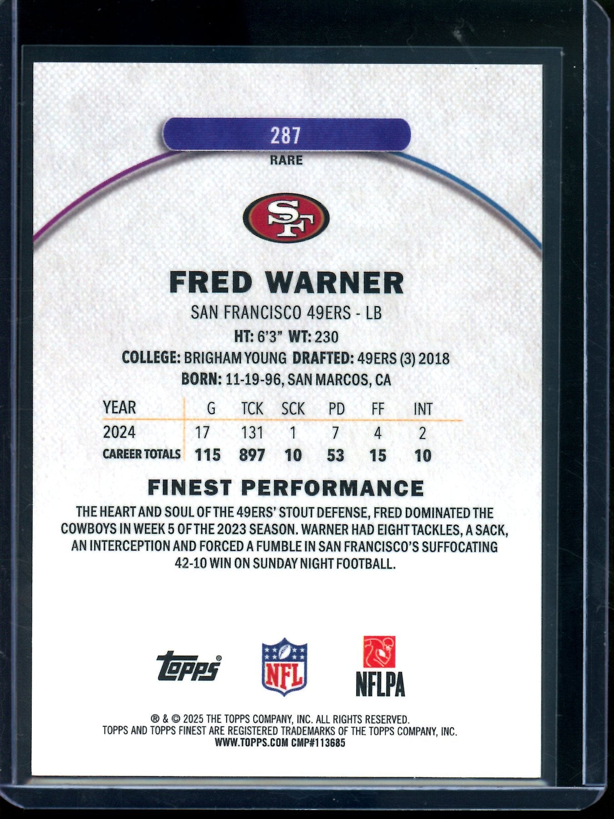 2025 Topps Finest Fred Warner Green Geometric /25 49ers