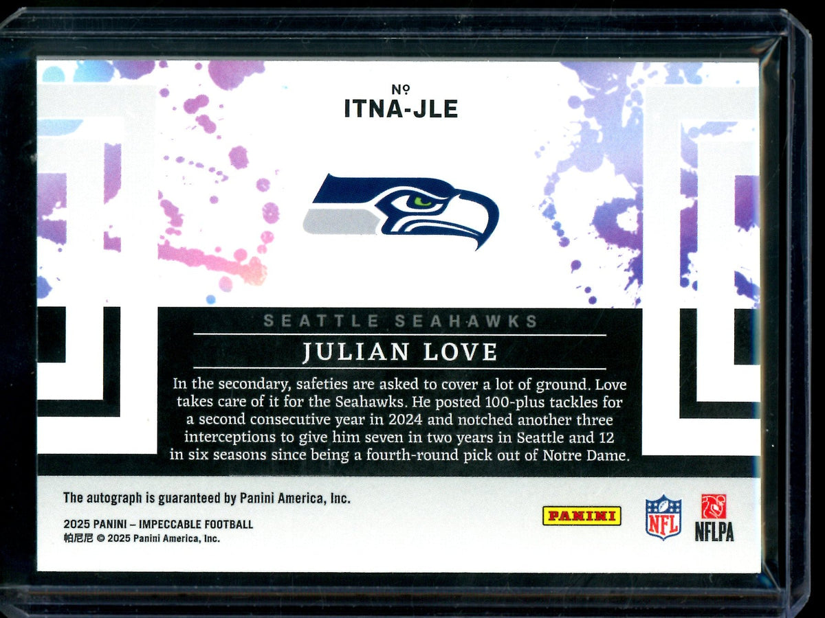 2025 Panini Impeccable Julian Love Autograph /99 Seahawks - Trading Card Market