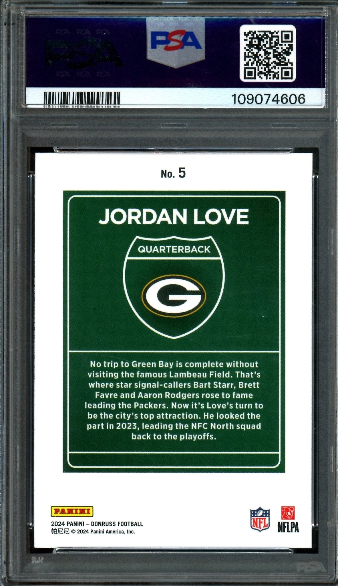 2024 Panini Donruss Jordan Love Downtown! Case Hit SSP #5 PSA 9 Packers - Trading Card Market