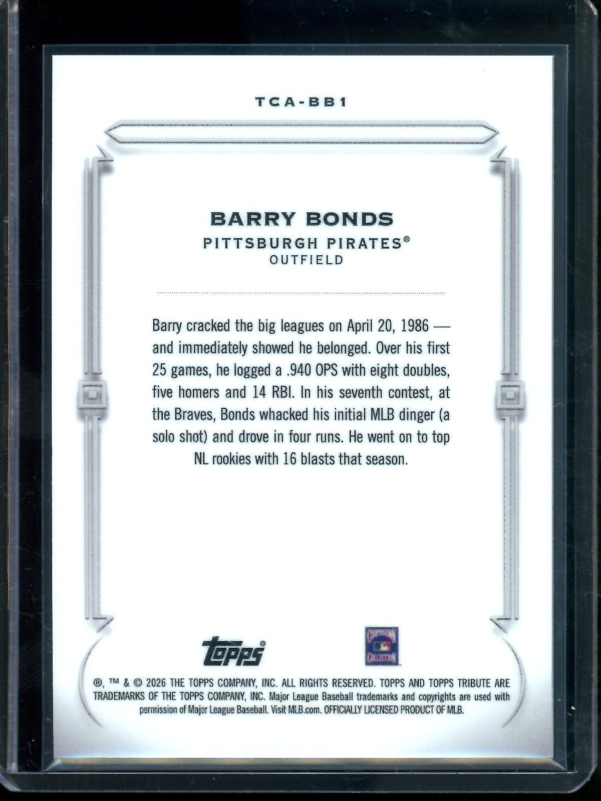 2026 Topps Tribute Barry Bonds Orange Refractor /25 Pirates - Trading Card Market