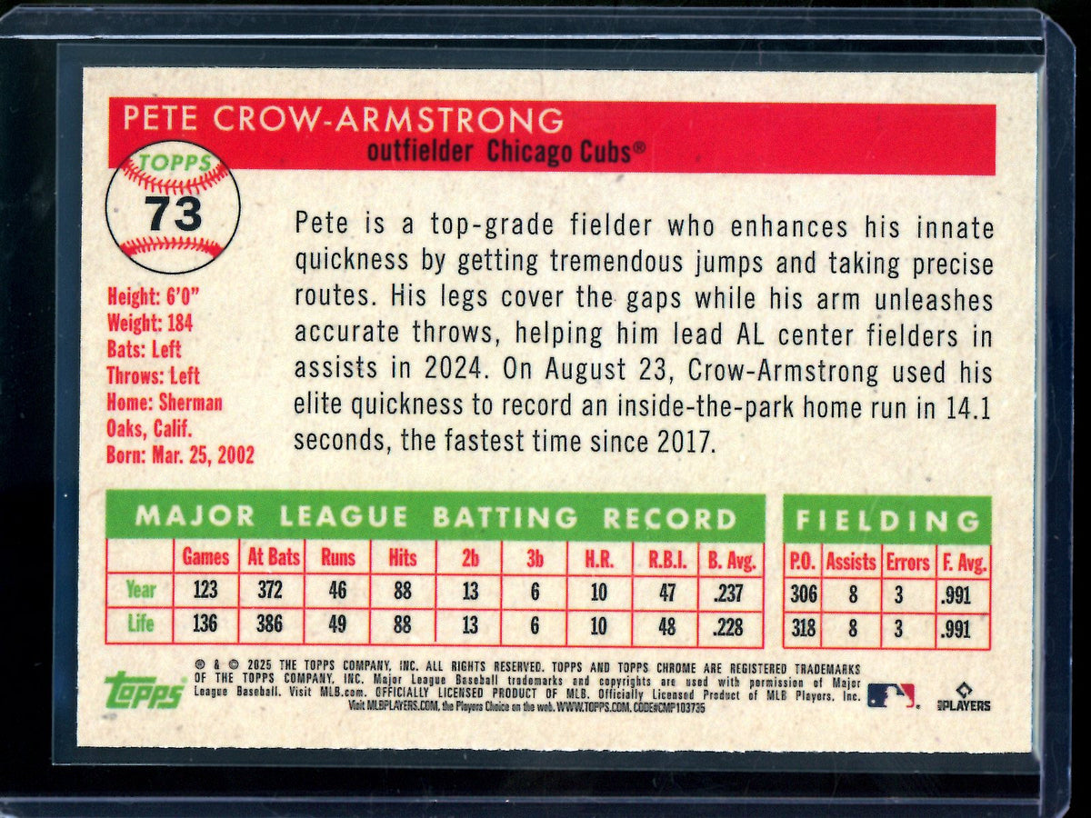 2025 Topps Chrome Platinum Pete Crow-Armstrong Green Refractor /99 Cubs