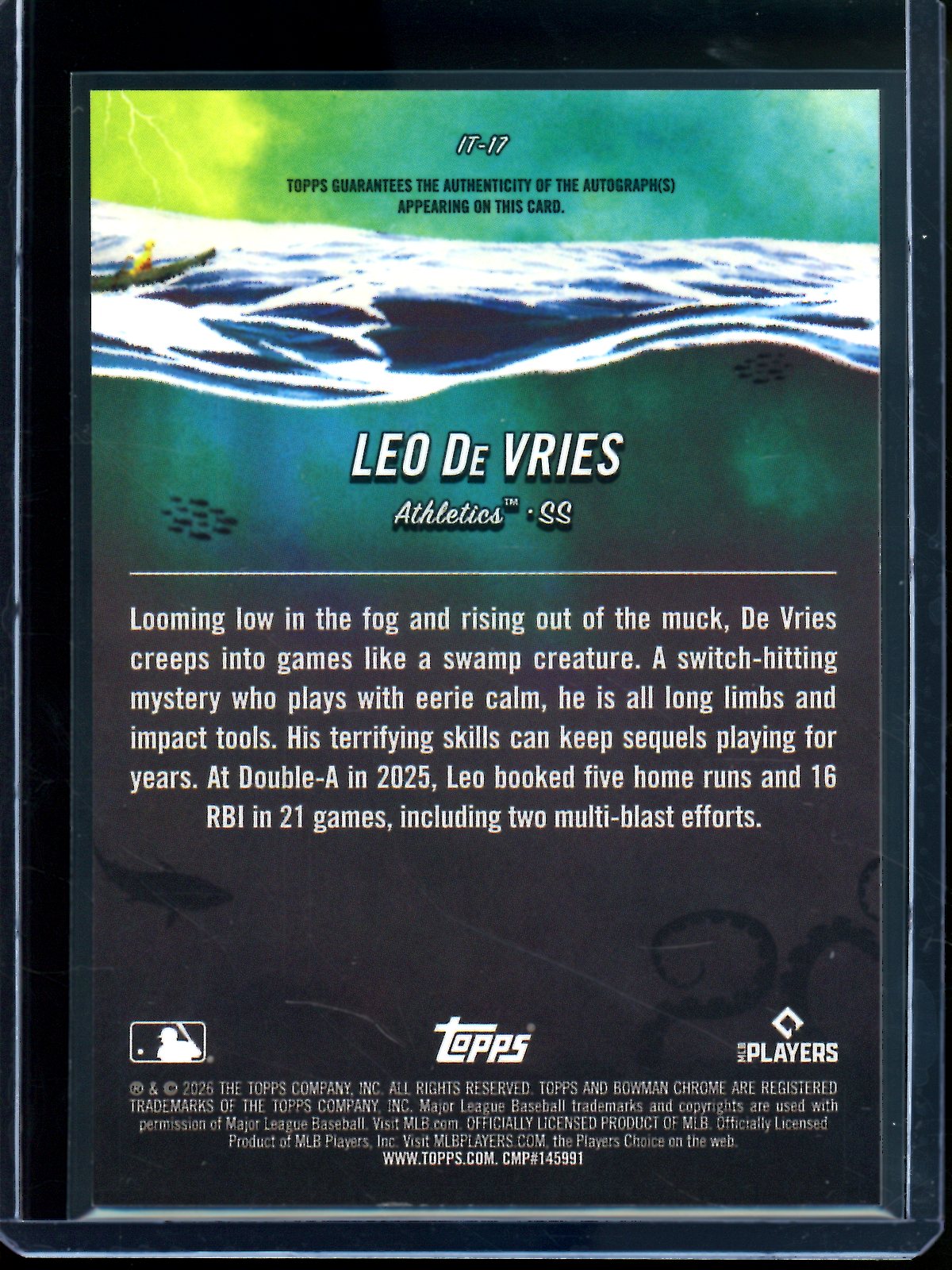 2026 Bowman Chrome Leo De Vries It came to The League Green Refractor Autograph /99 A's