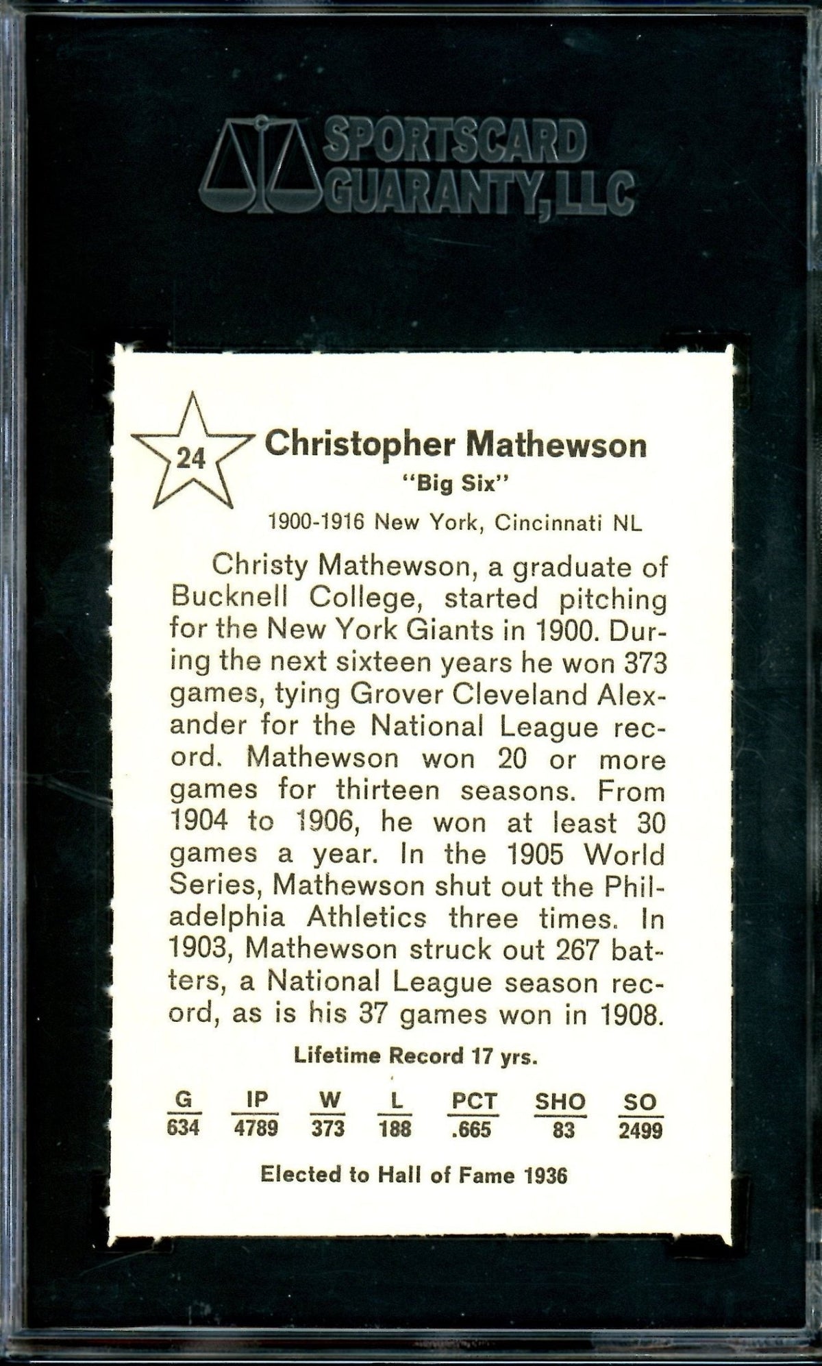 1961 Golden Press Christy Mathewson #24 SGC 10 - Trading Card Market