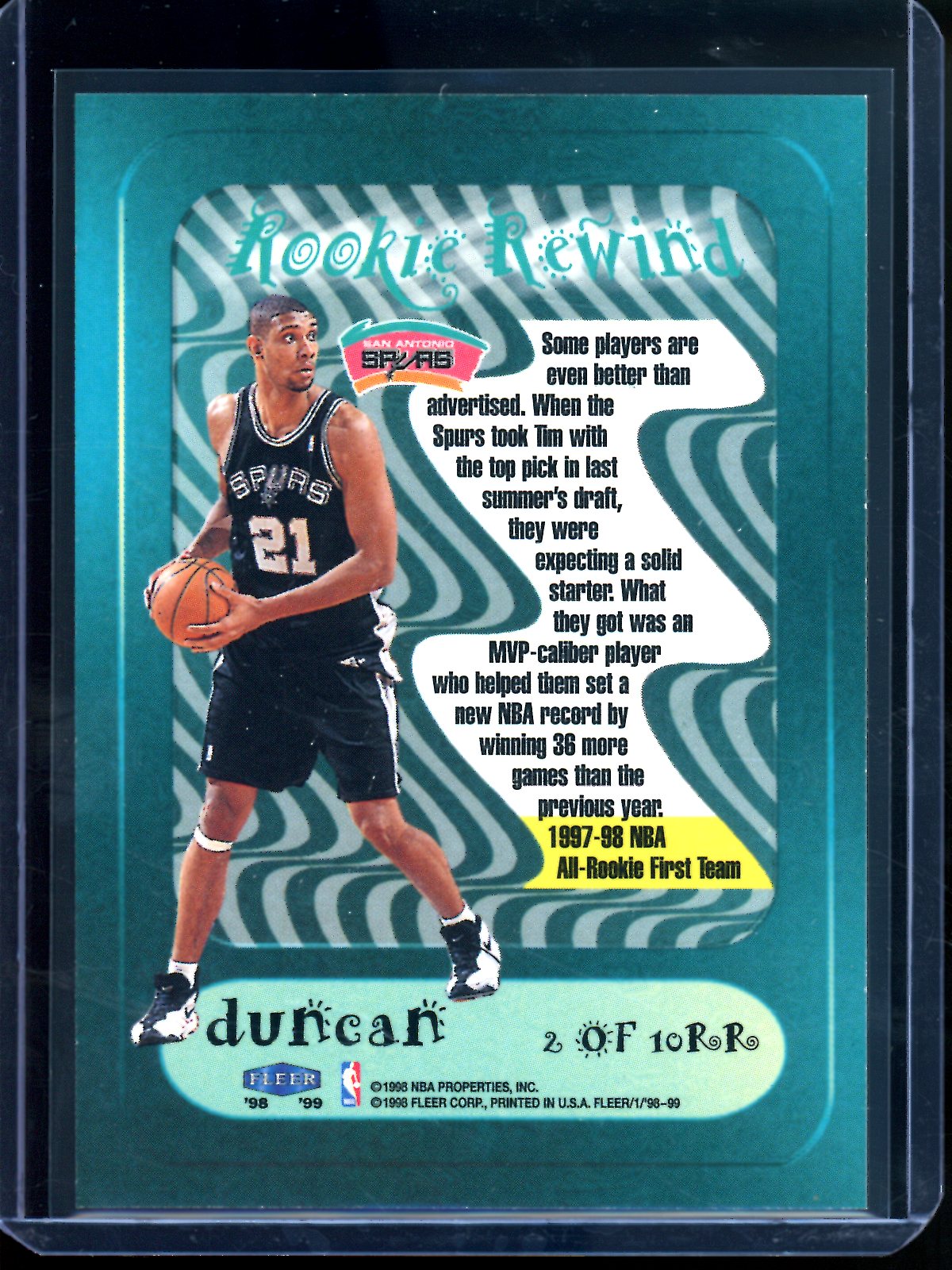1998/99 Fleer Tradition Tim Duncan Rookie Rewind Spurs