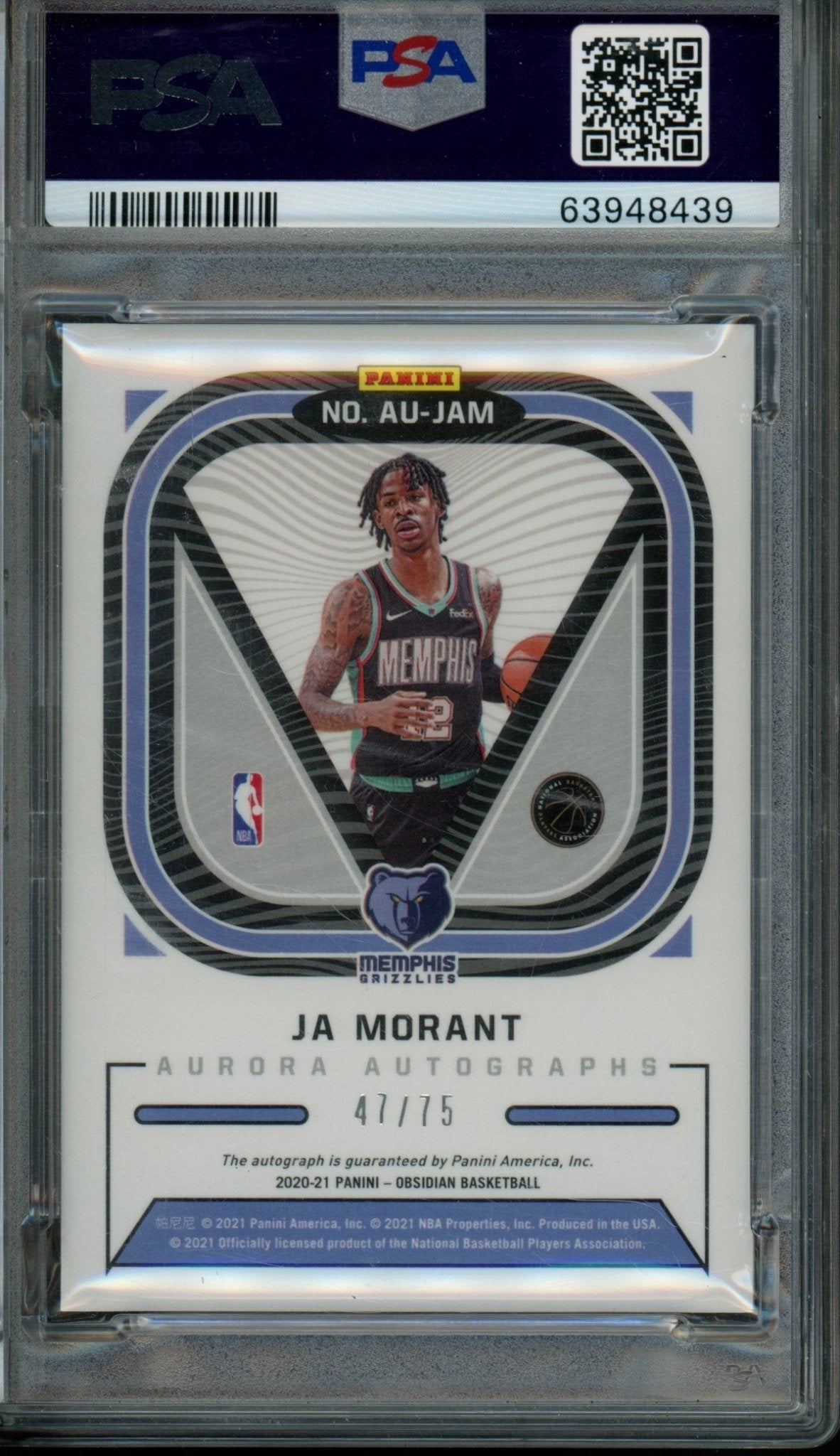 2020/21 Panini Obsidian Ja Morant Aurora Autograph Purple /75 PSA 9 Grizzlies - Trading Card Market