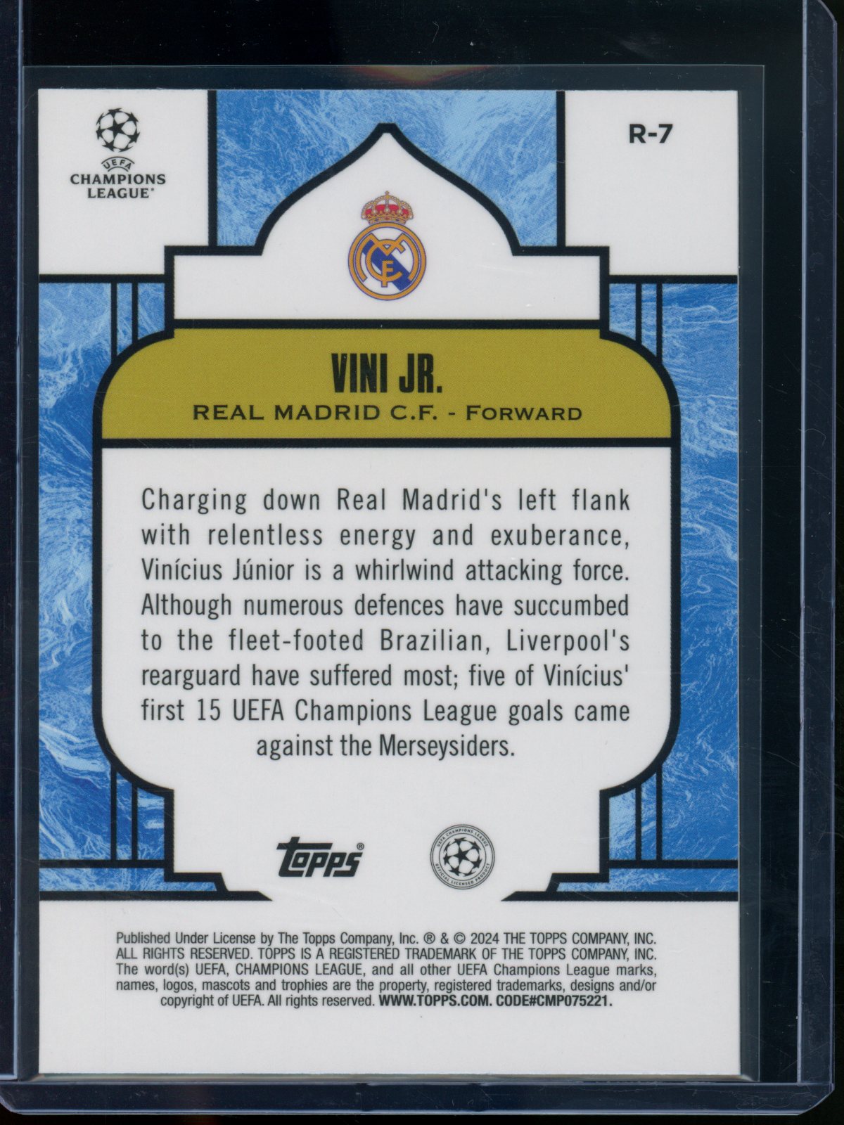 2024/25 Topps Merlin Vini Jr. Renaissance SSP #R-7 Real Madrid