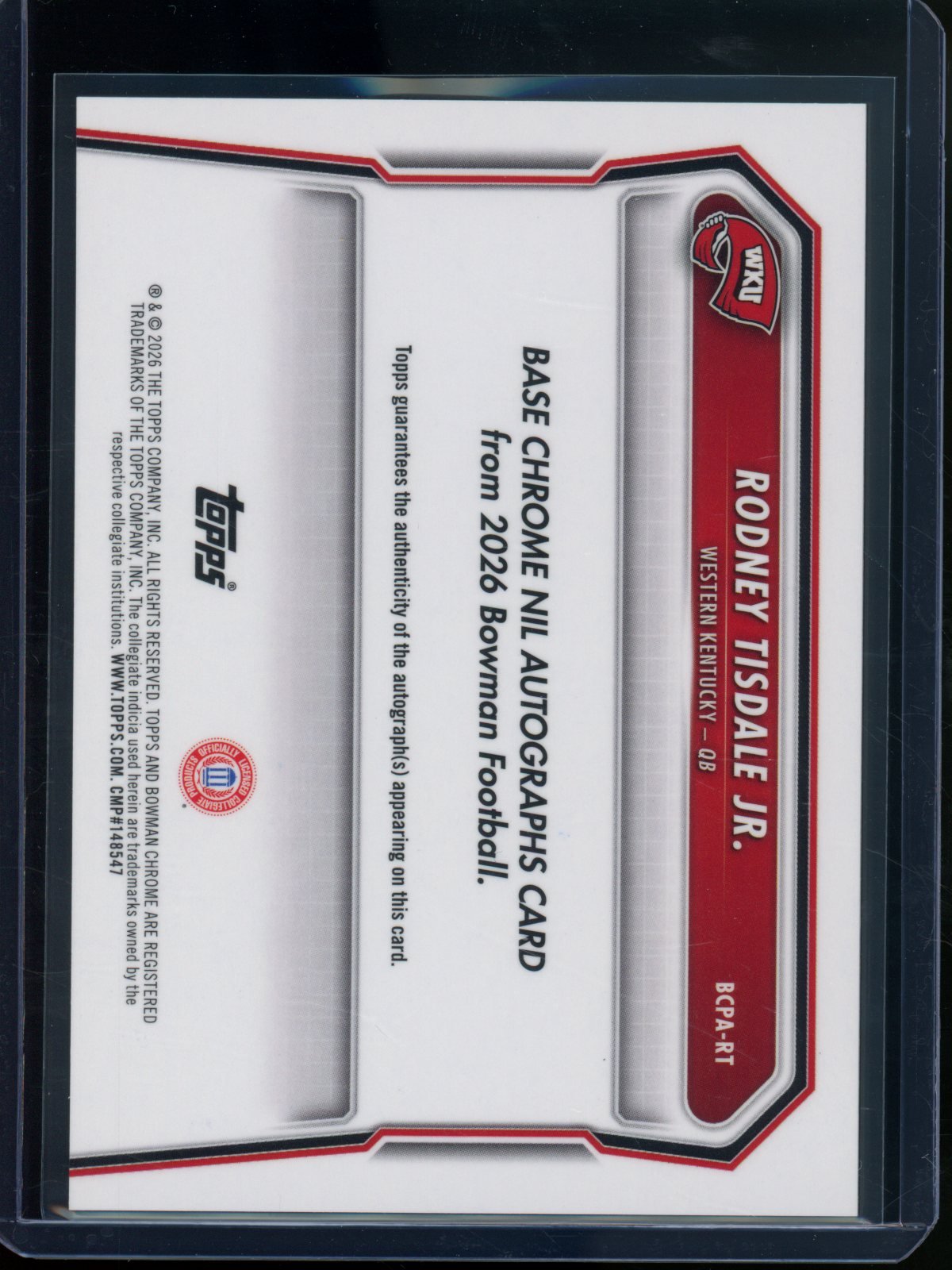 2026 Bowman Chrome Rodney Tisdale Jr. 1st Autograph Orange Geometric Refractor /25 WKU - Trading Card Market
