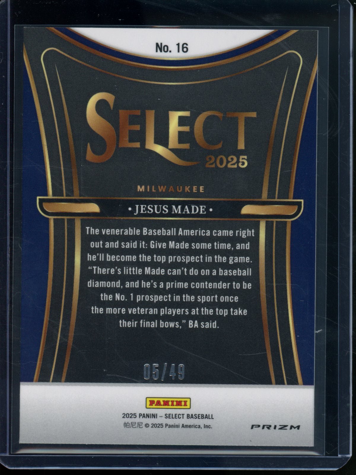 2025 Panini Select Jesus Made Phenomenon Blue /49 Brewers
