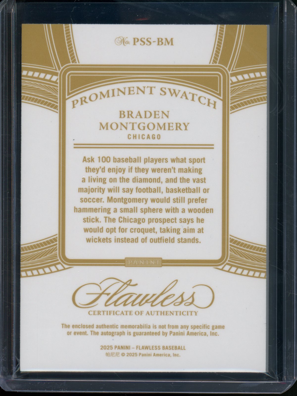 2025 Panini Flawless Braden Montgomery Rookie RC Patch Autograph Sapphire /15 White Sox - Trading Card Market
