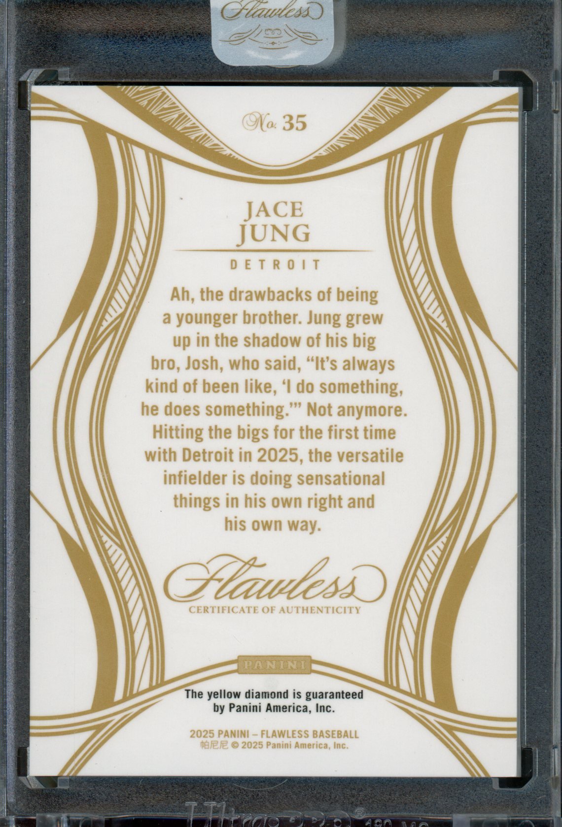 2025 Panini Flawless Jace Jung Rookie RC Gold /10 Tigers - Trading Card Market