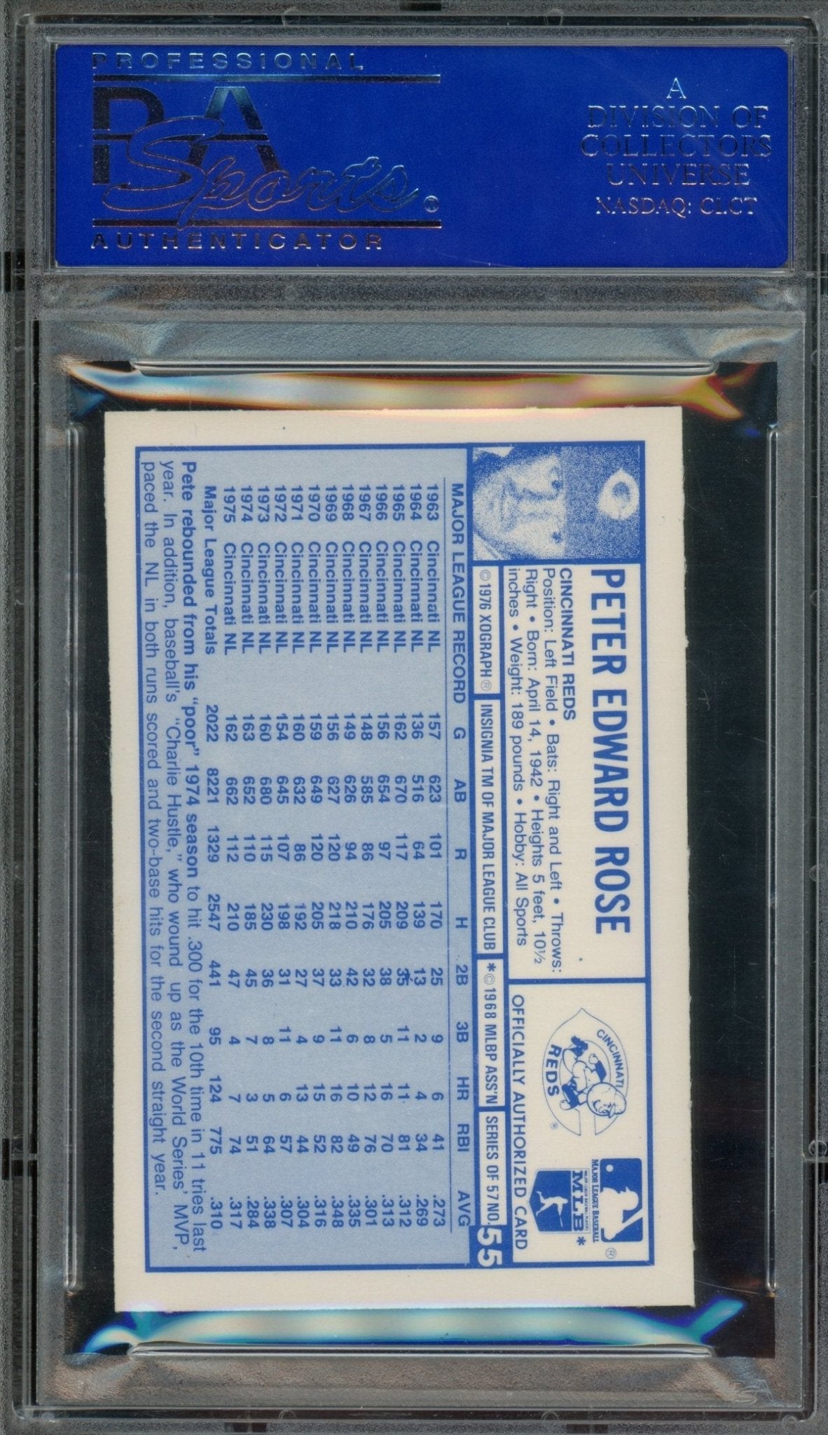 1976 Kellogg's Pete Rose #55 PSA 10 Reds