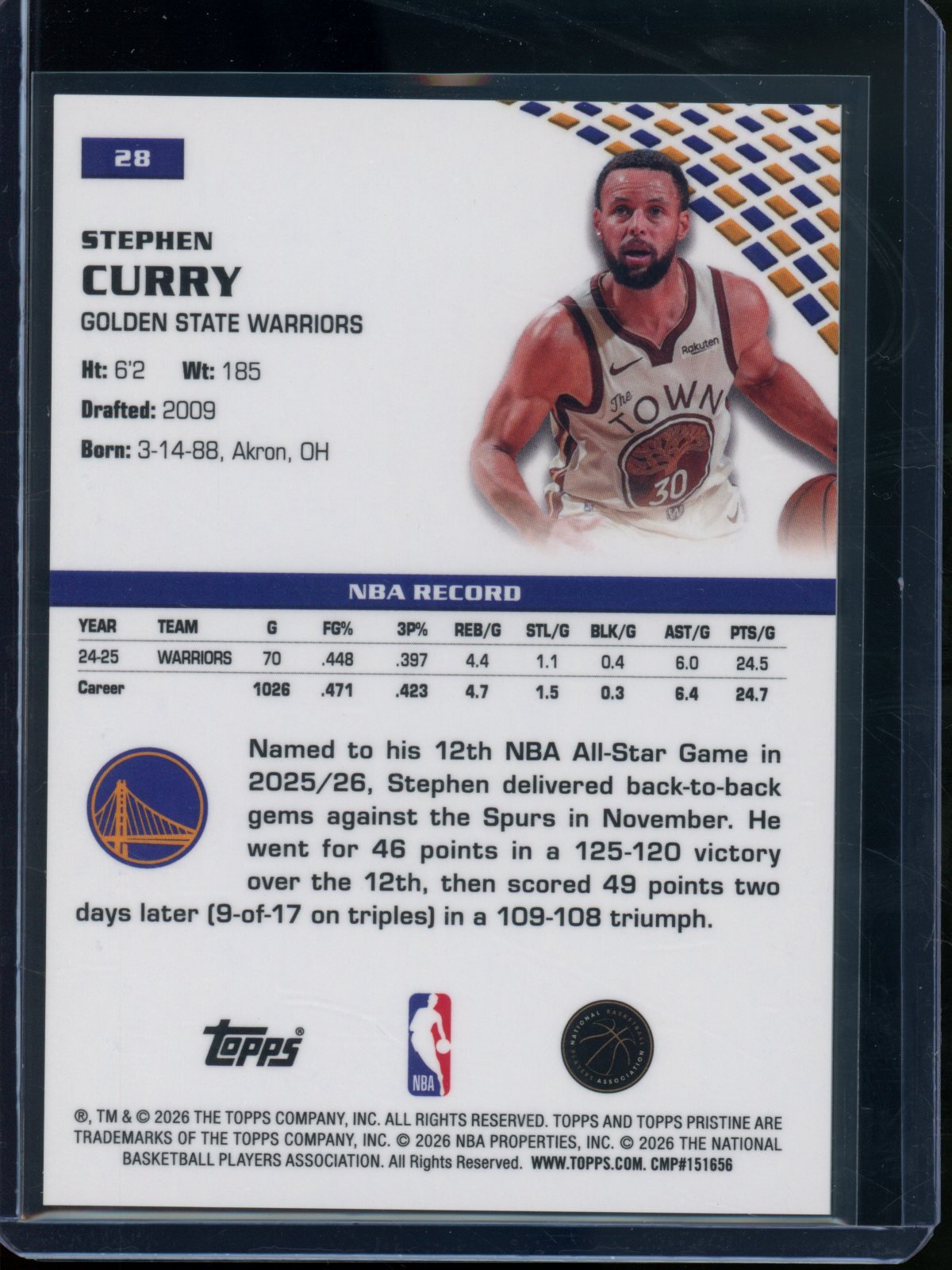 2025/26 Topps Pristine Stephen Curry Green Refractor /150 Warriors