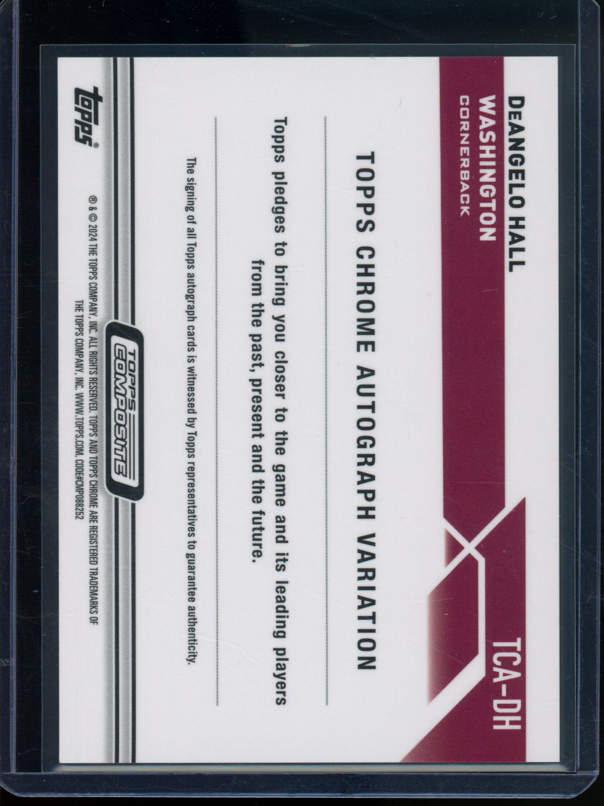 2024 Topps Chrome DeAngelo Hall Gold Refractor Autograph /50 Commanders