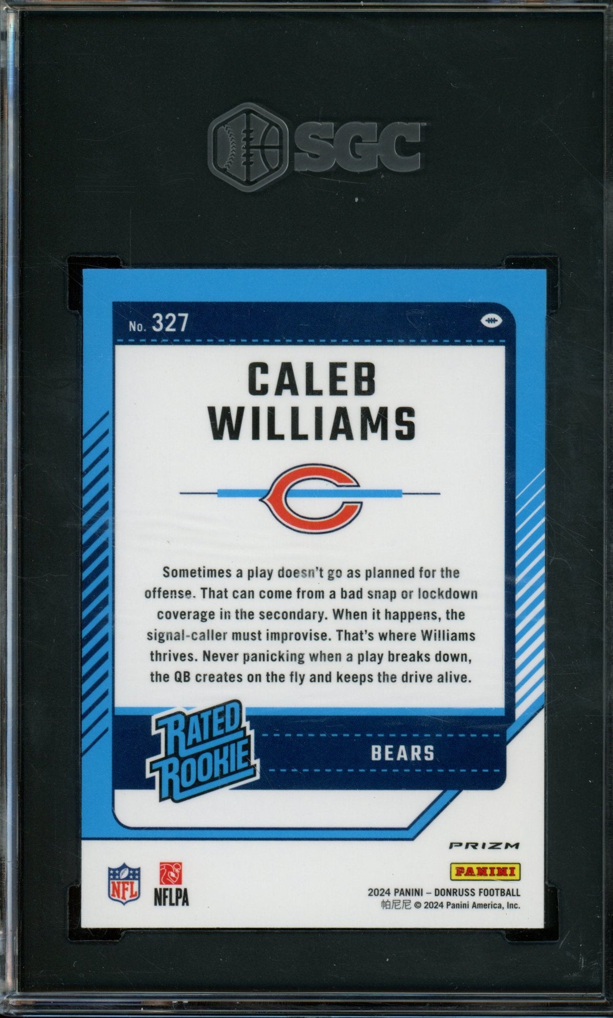2024 Panini Donruss Caleb Williams Prated Rookie Preview Red Wave SGC 10 Bears