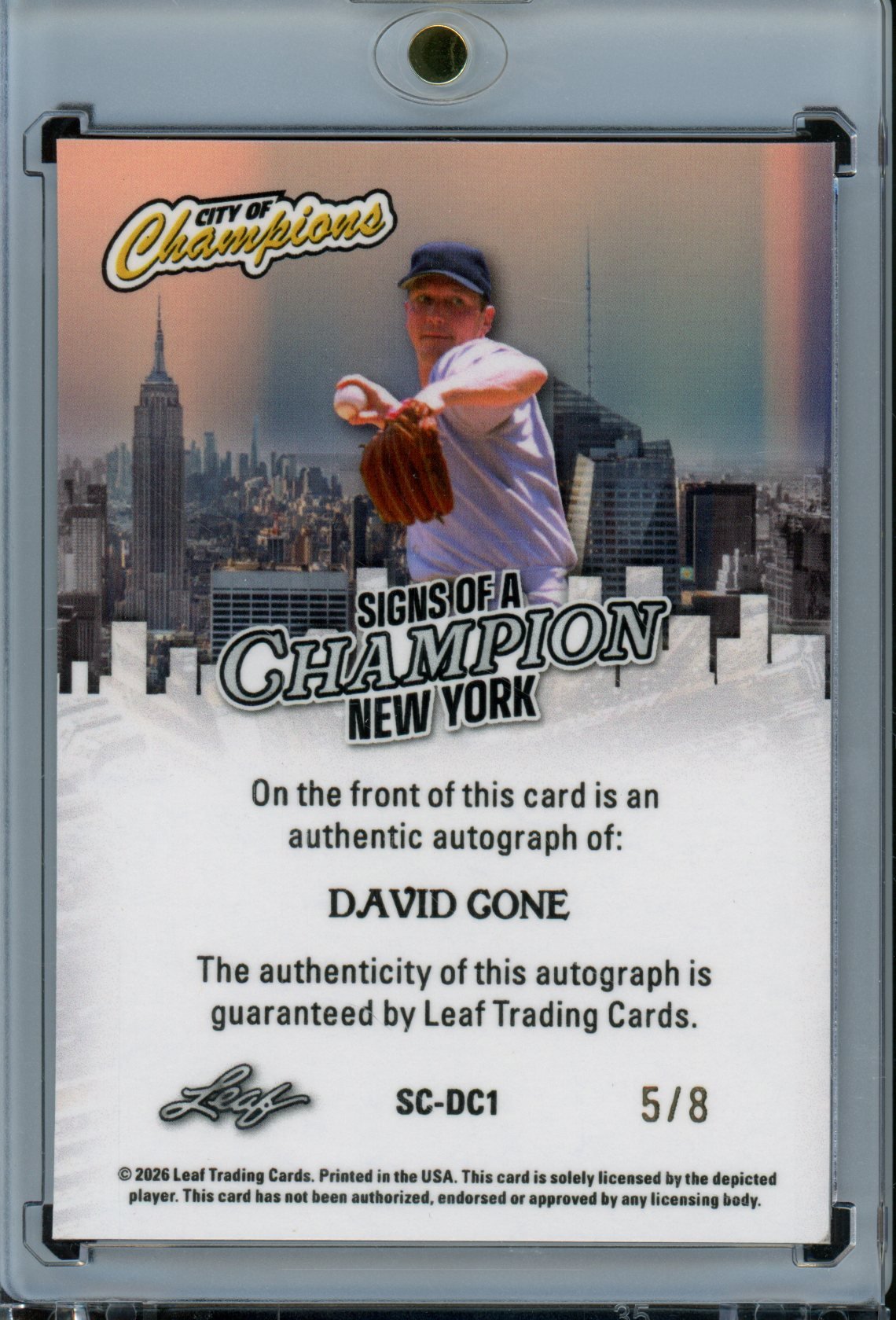 2026 Leaf City of Champions David Cone Orange Ice Autograph /8 - Trading Card Market