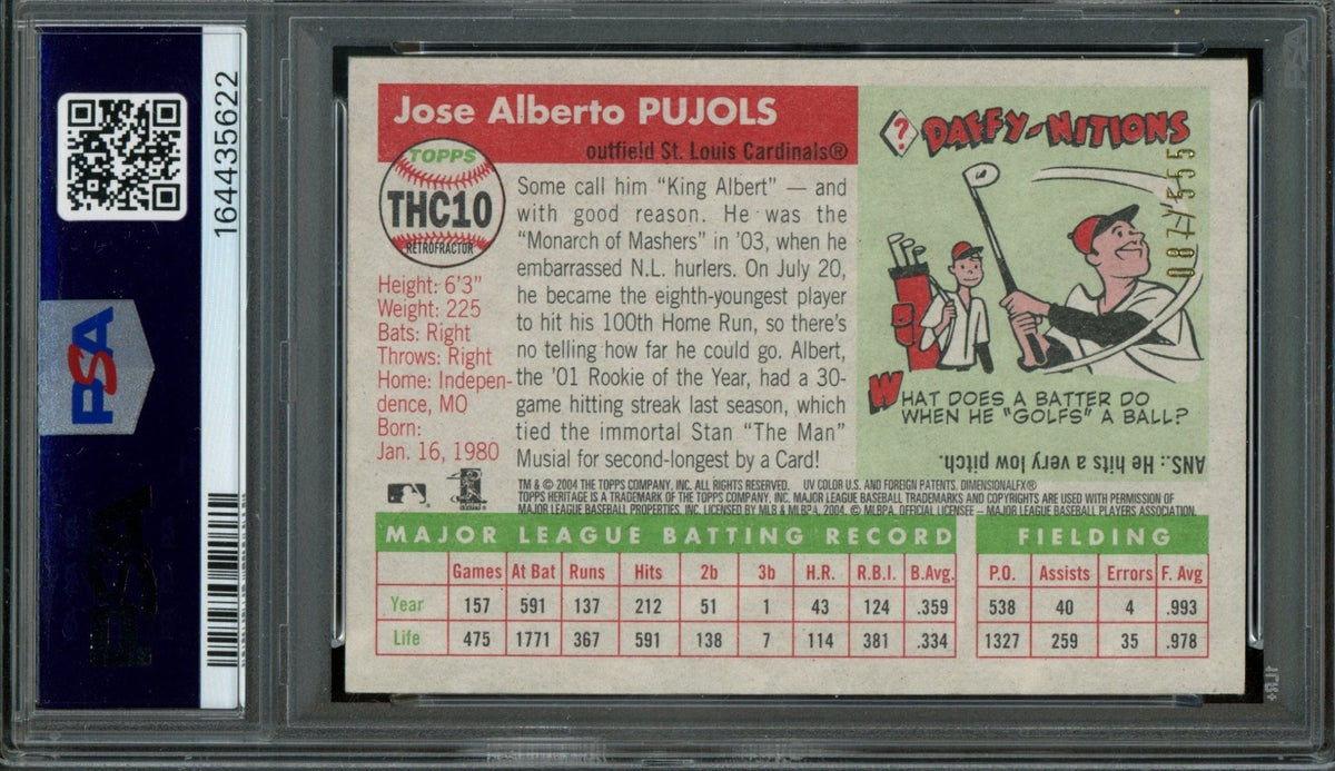 2004 Topps Heritage Albert Pujols Chrome Retrofractor /555 PSA 10 Cardinals - Trading Card Market