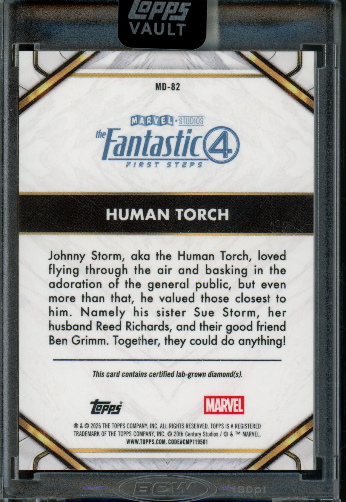 2026 Topps Vault Marvel Human Torch Encased Diamond /50 Fantastic 4