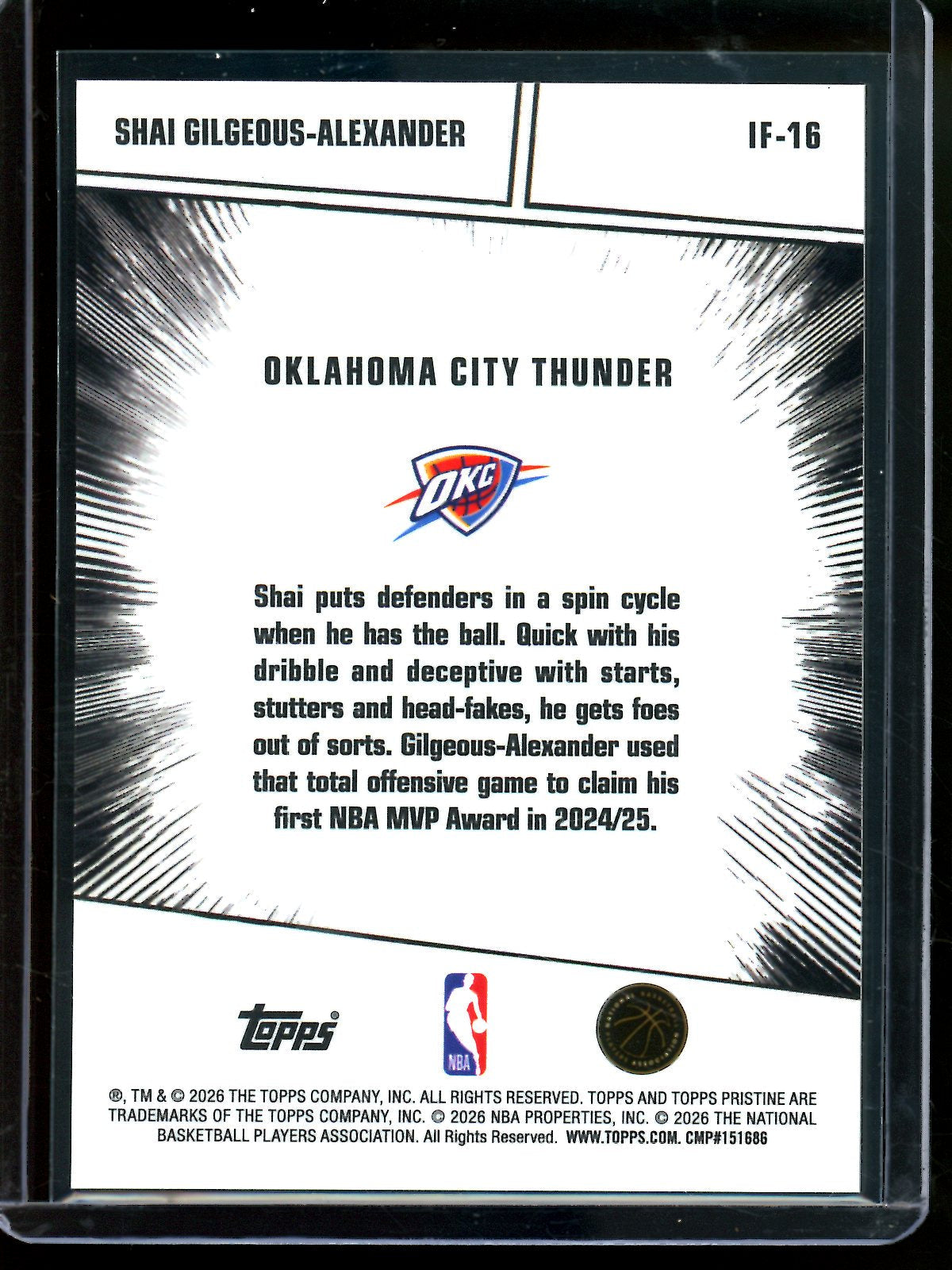 2025/26 Topps Pristine Shai Gilgeous/Alexander Impact Frame Gold Refractor /50 Thunder