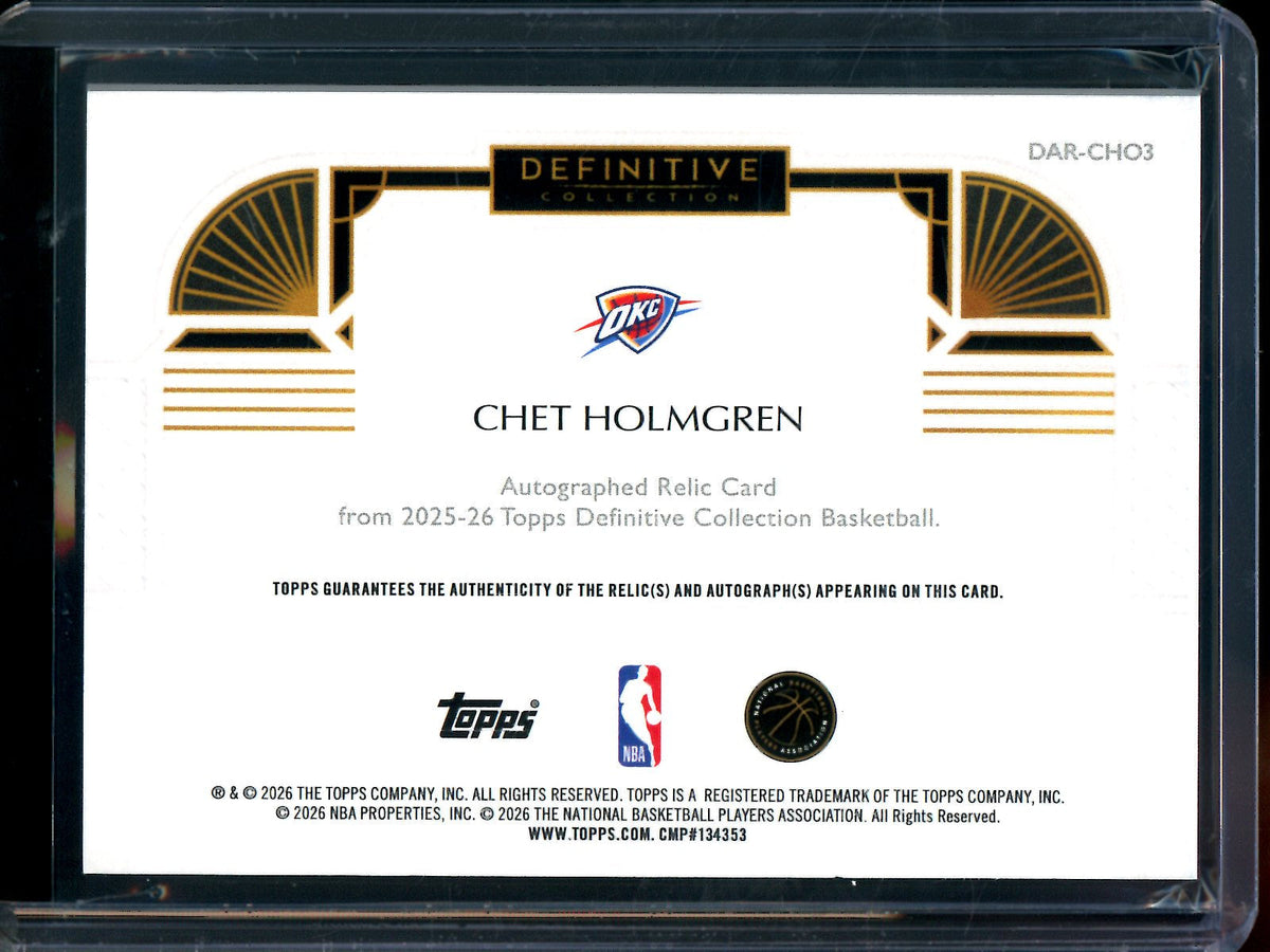 2025/26 Topps Definitive Chet Holmgren Orange Patch Autograph /25 Thunder