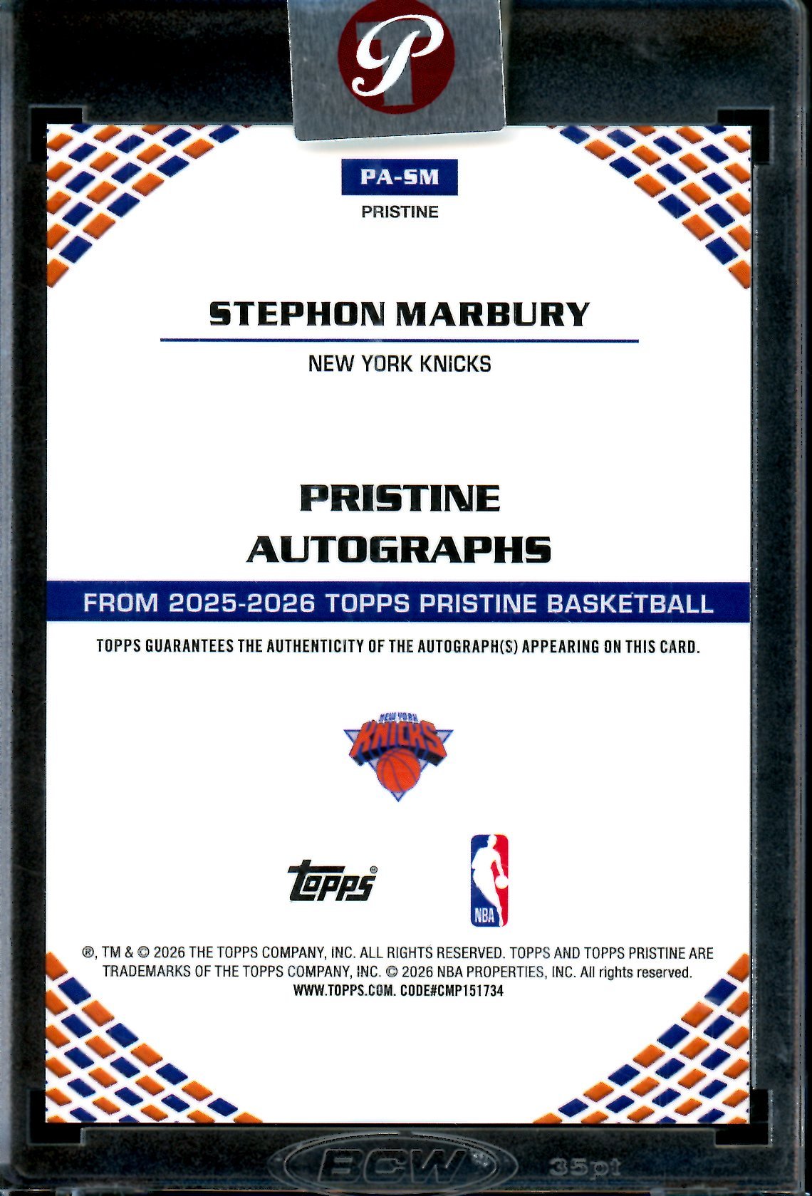 2025/26 Topps Pristine Stephon Marbury Encased Autograph Knicks - Trading Card Market