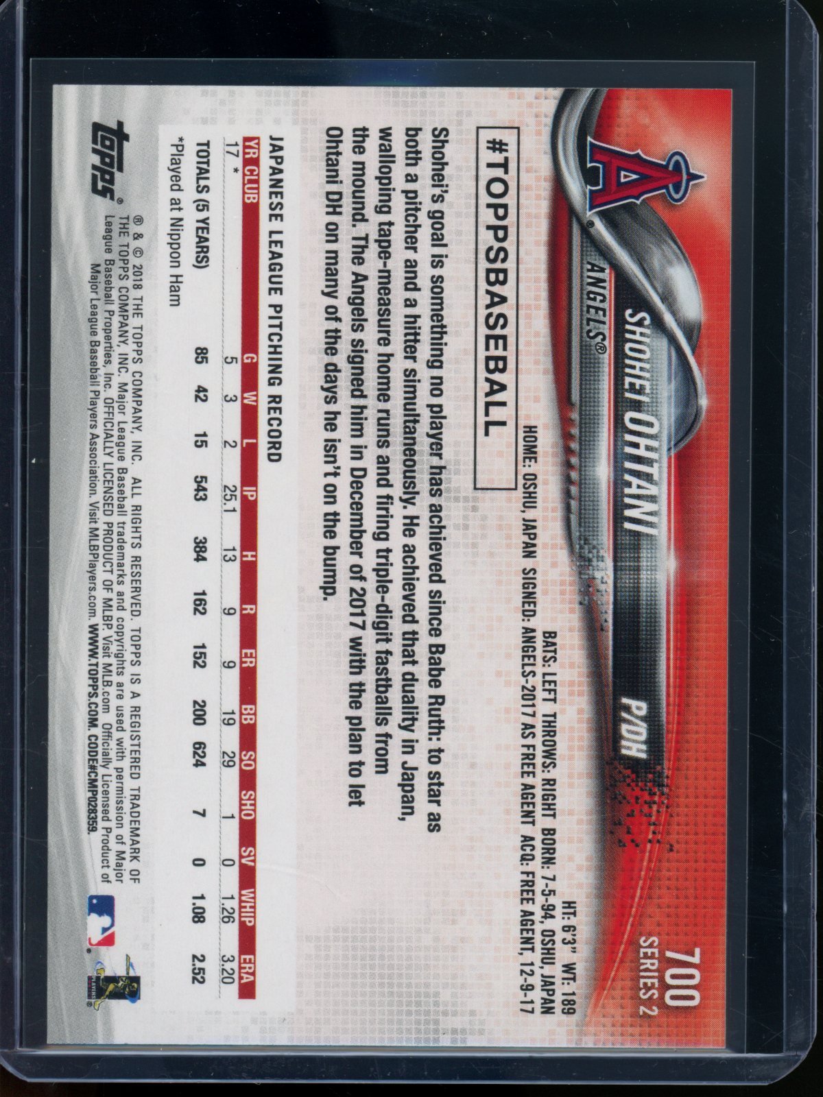 2018 Topps Flagship Shohei Ohtani Rookie RC #700 (A) - Trading Card Market