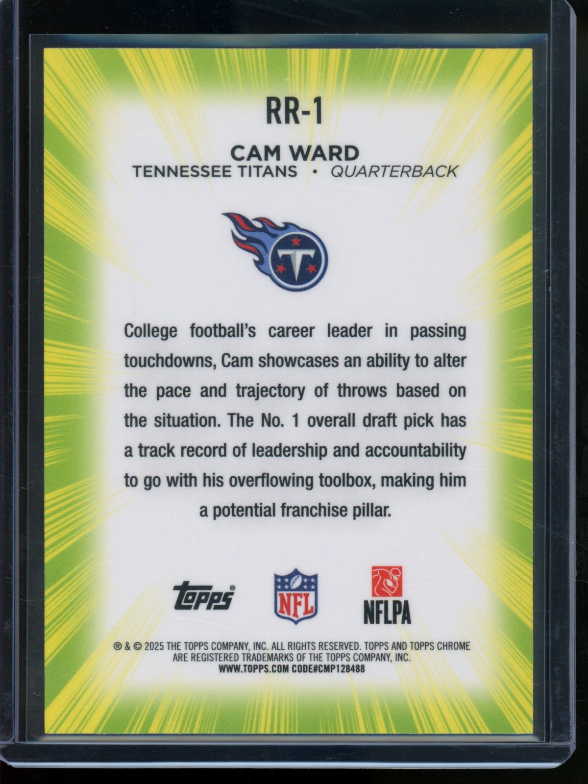 2025 Topps Chrome Cam Ward Rookie RC Radiating Rookies SP Titans