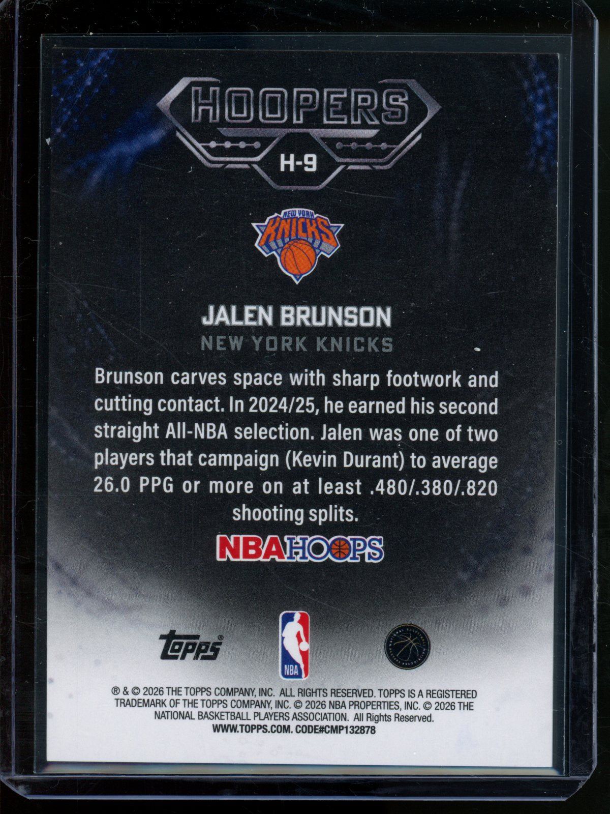 2025/26 Topps Hoops Jalen Brunson Hoopers Gold /50 Knicks