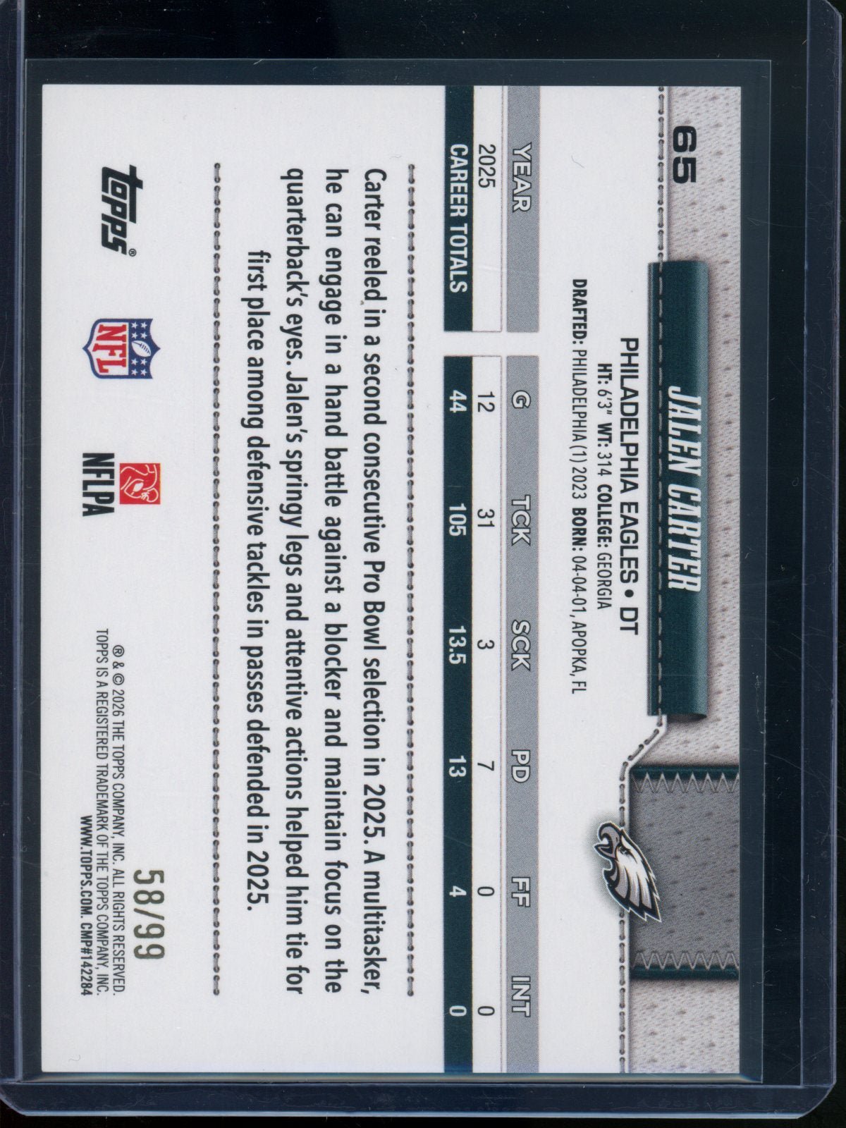 2026 Topps Flagship Jalen Carter Green Sand Glitter /99 Eagles - Trading Card Market