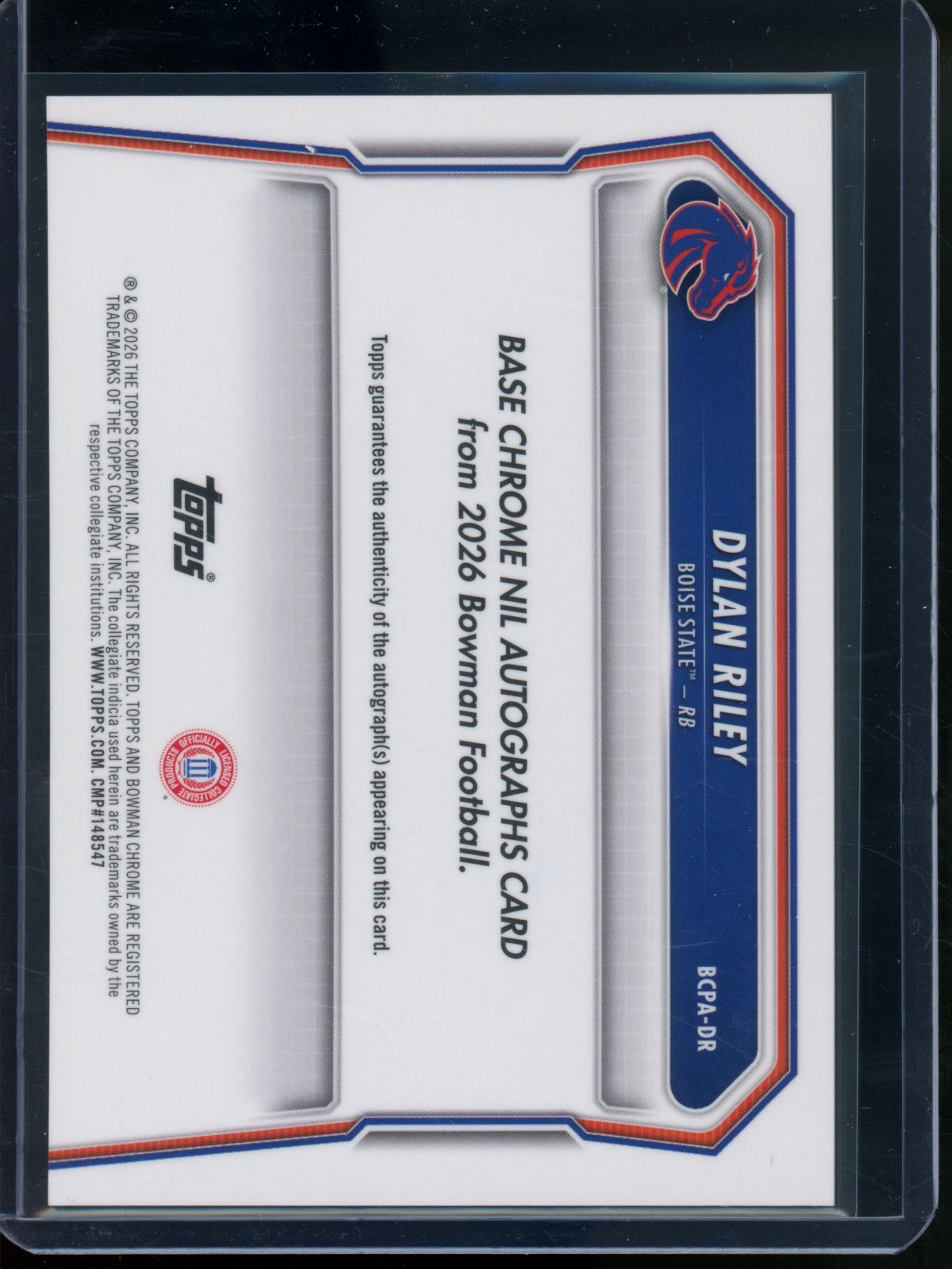 2026 Bowman Chrome U Dylan Riley 1ST Gold Refractor Autograph /50 Boise St. - Trading Card Market