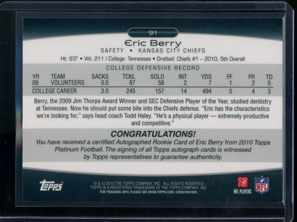 2010 Topps Platinum Eric Berry Rookie RC Autograph Refractor /400 Chiefs