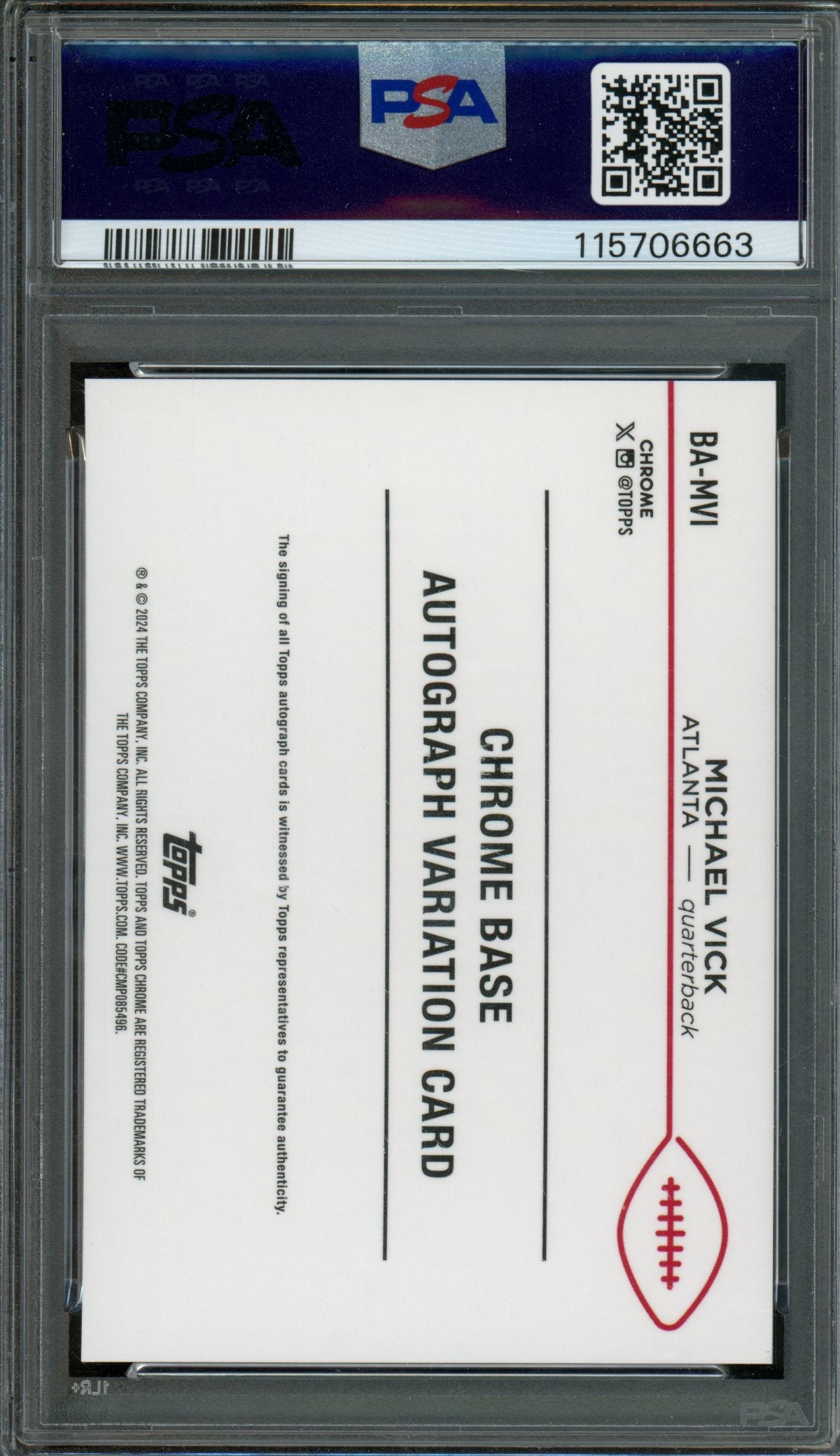 2024 Topps Chrome Michael Vick Orange Autograph Variation /25 PSA 9 Falcons - Trading Card Market