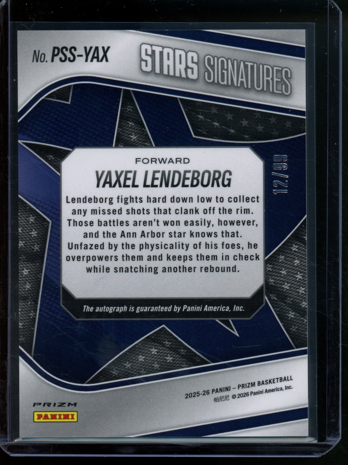 2025/26 Panini Prizm Yaxel Lendeborg Rookie RC Stars Signatures /99 Warriors - Trading Card Market