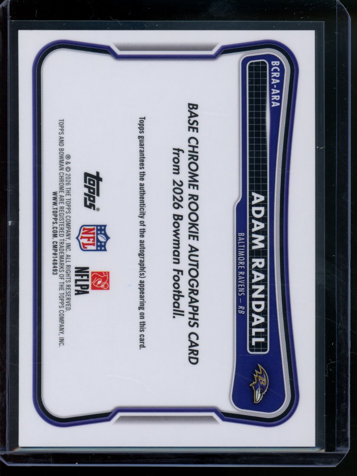 2026 Bowman Chrome Adam Randall Rookie RC Orange Mojo Refractor Autograph /25 Ravens - Trading Card Market