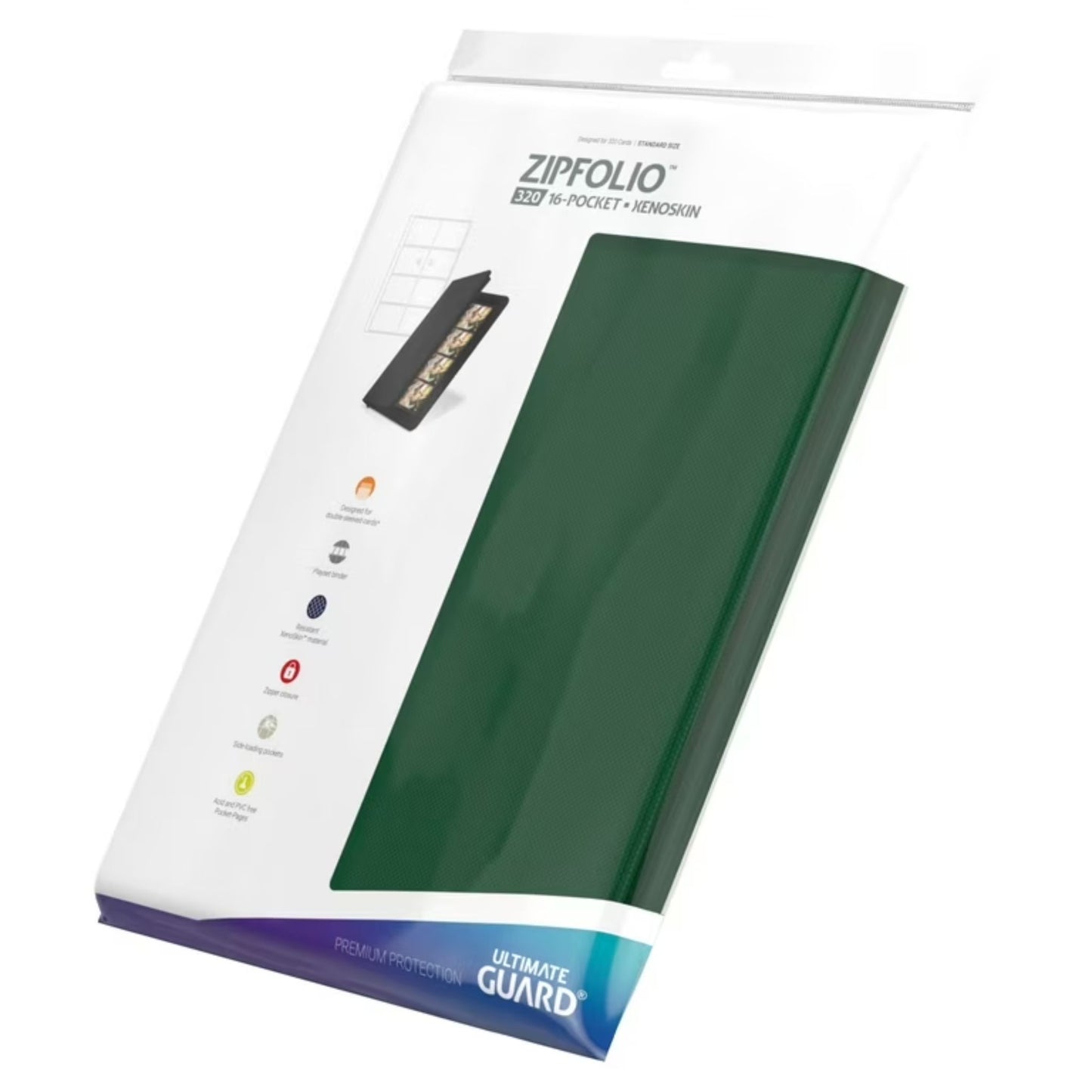 Ultimate Guard Standard Xenoskin 8 Pocket Green Zipfolio Card Binder - Trading Card Market