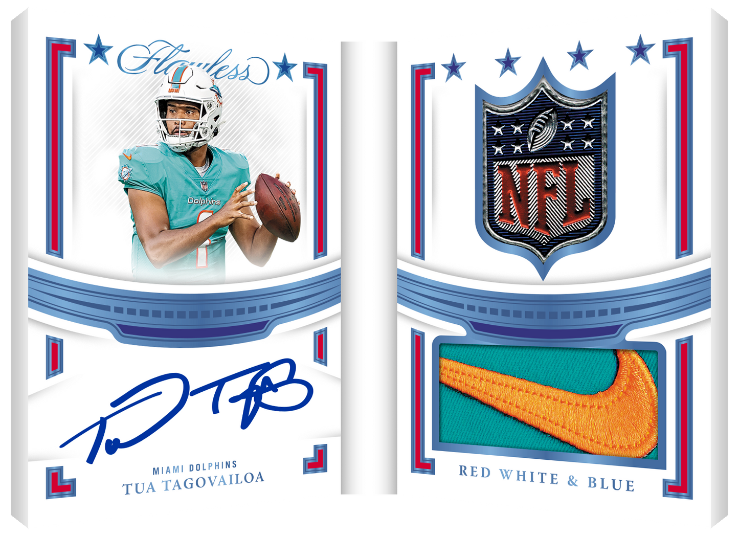2022 Panini Flawless Football Hobby Box-Tua_Tagovailoa_Red_White_Blue