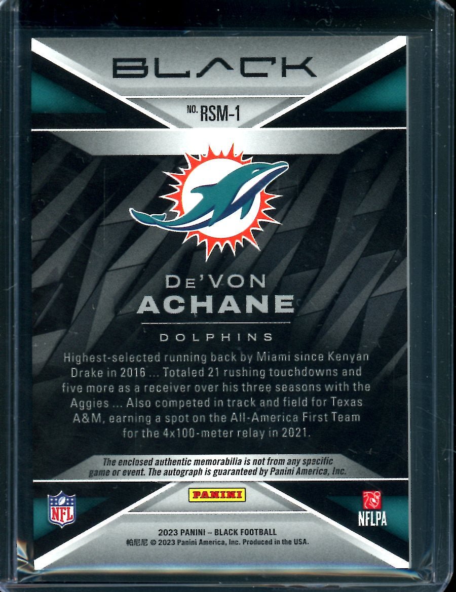 2023 Panini Black De'von Achane Rookie RPA /99 Dolphins - Trading Card Market