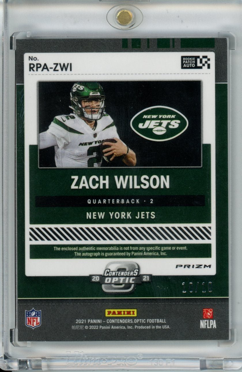 2021 Panini Contenders Optic Zach Wilson RPA Green Scope /10 Jets - Trading Card Market