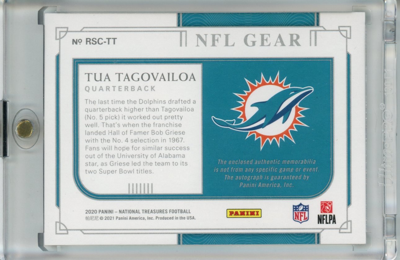 2020 Panini National Treasures Tua Tagovailoa RC NFL Gear Signature Prime /25 - Trading Card Market