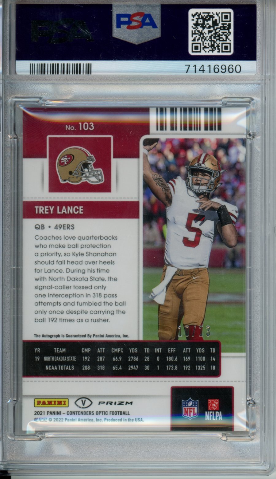 2021 Panini Contenders Optic Trey Lance Rookie RWB Auto /13 PSA 9/10 49ers - Trading Card Market
