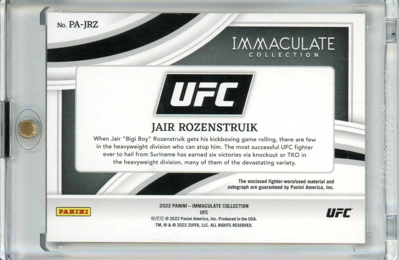 2022 Panini Immaculate UFC Jair Rozenstruik Patch Auto Gold /5 - Trading Card Market