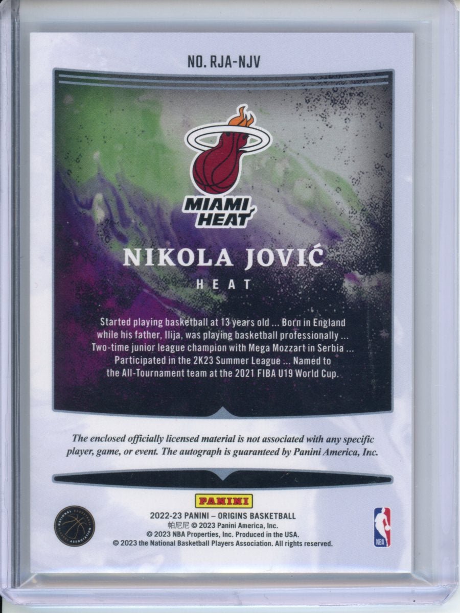 2022/23 Panini Origins Nikola Jovic Rookie RPA Red /49 Heat - Trading Card Market