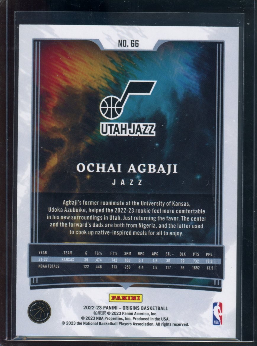 2022/23 Panini Origins Ochai Agbaji Rookie Orange /75 Jazz - Trading Card Market